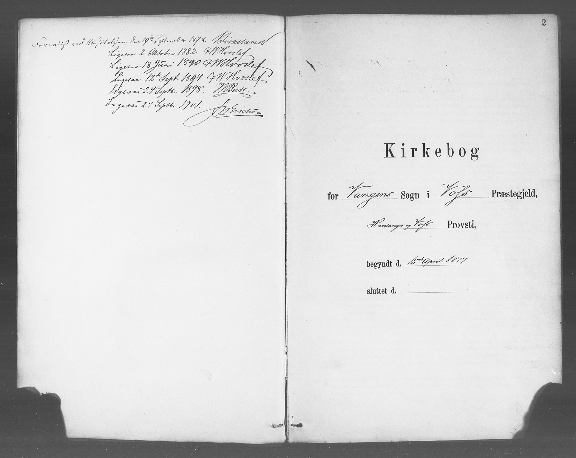 Voss sokneprestembete, AV/SAB-A-79001/H/Haa: Parish register (official) no. B 1, 1877-1899, p. 2