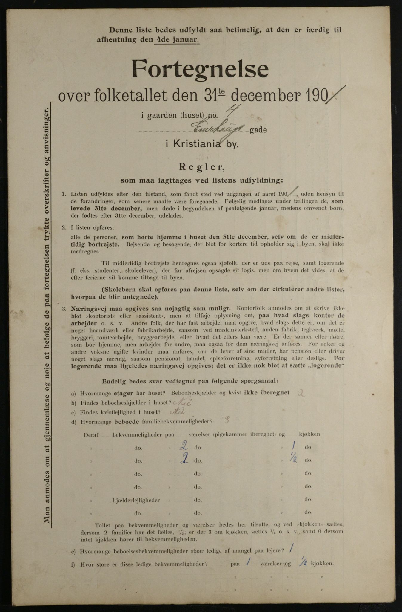 OBA, Municipal Census 1901 for Kristiania, 1901, p. 3453