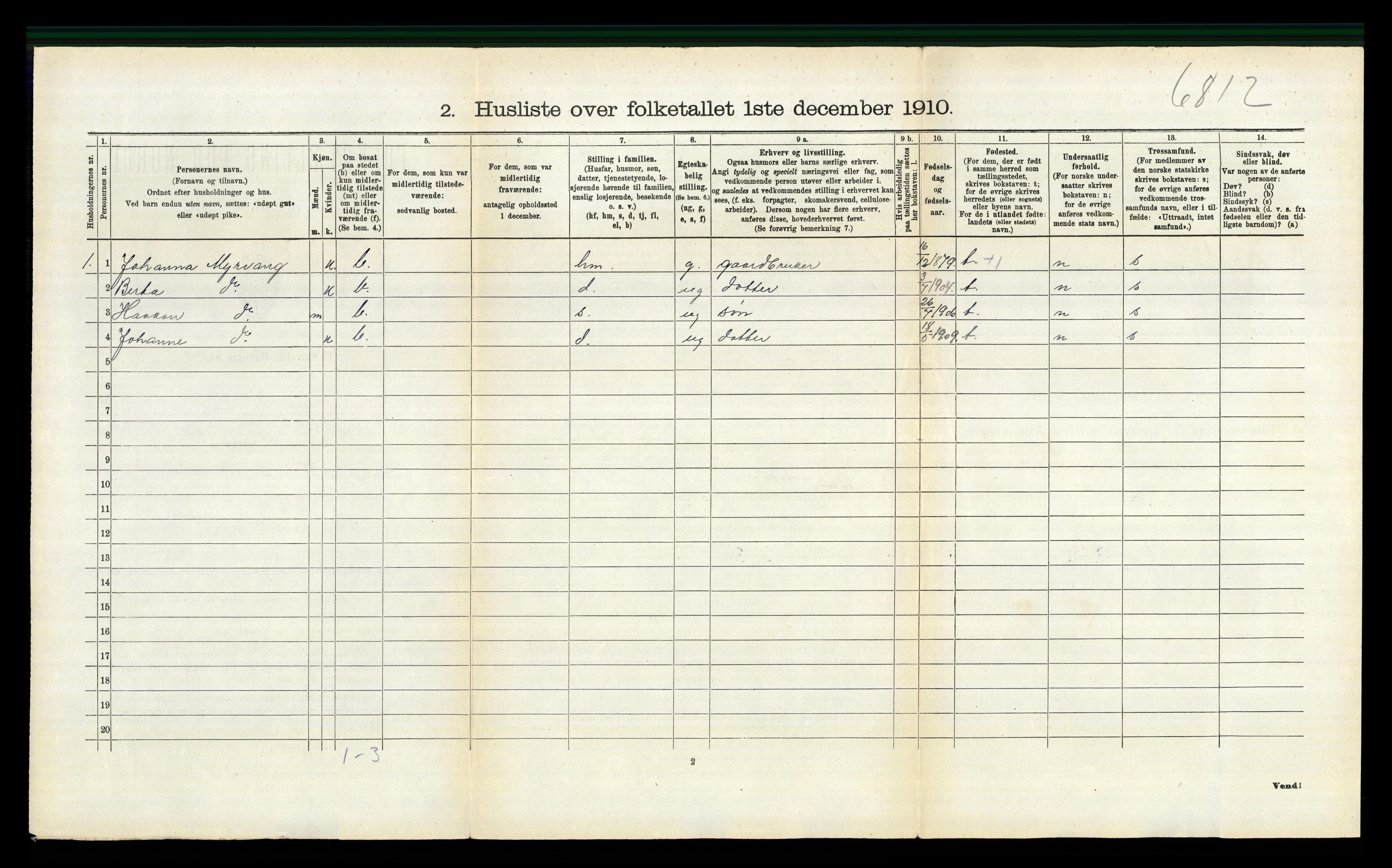 RA, 1910 census for Trysil, 1910, p. 976