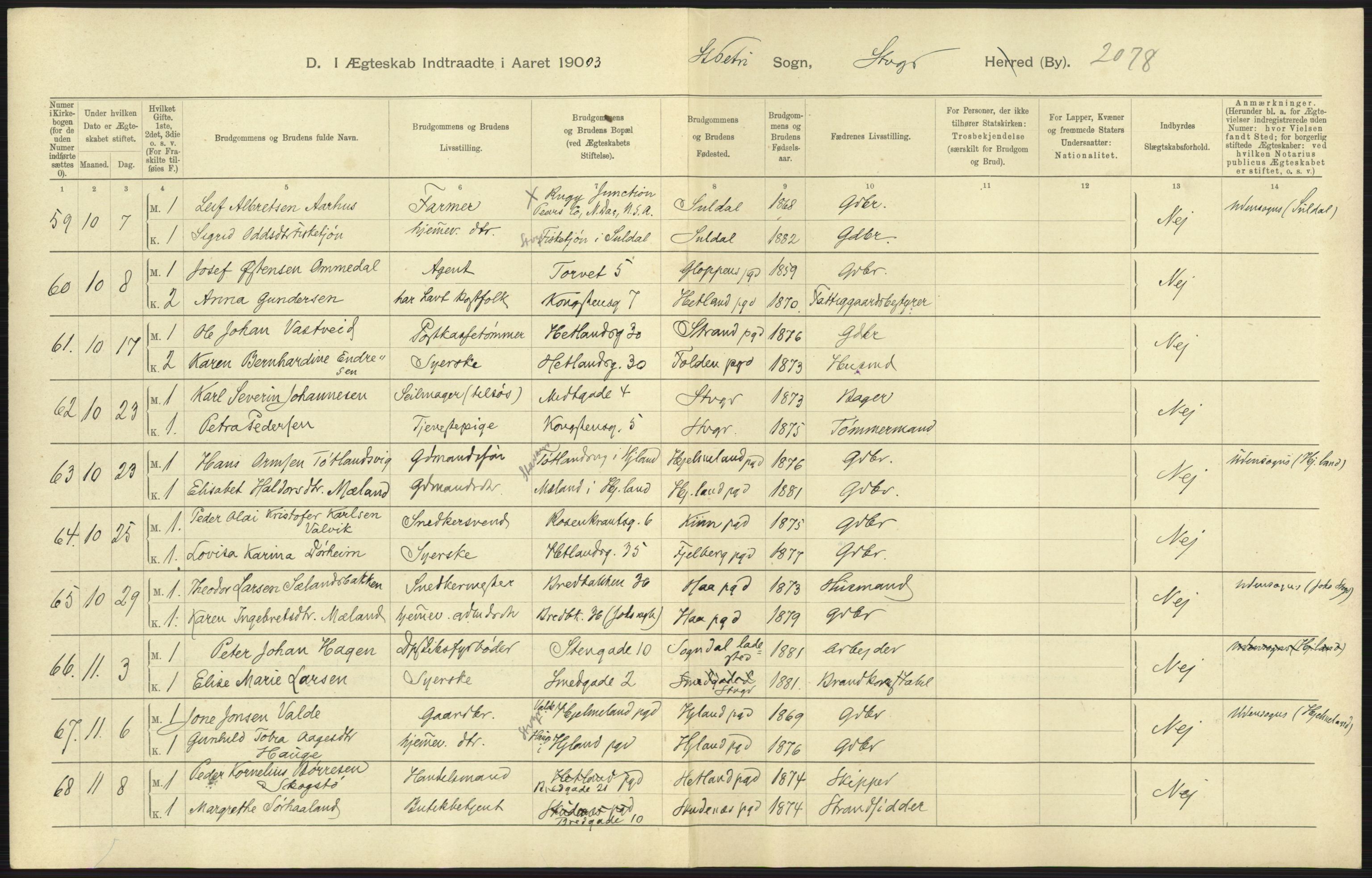 Statistisk sentralbyrå, Sosiodemografiske emner, Befolkning, AV/RA-S-2228/D/Df/Dfa/Dfaa/L0012: Stavanger amt: Fødte, gifte, døde, 1903, p. 615