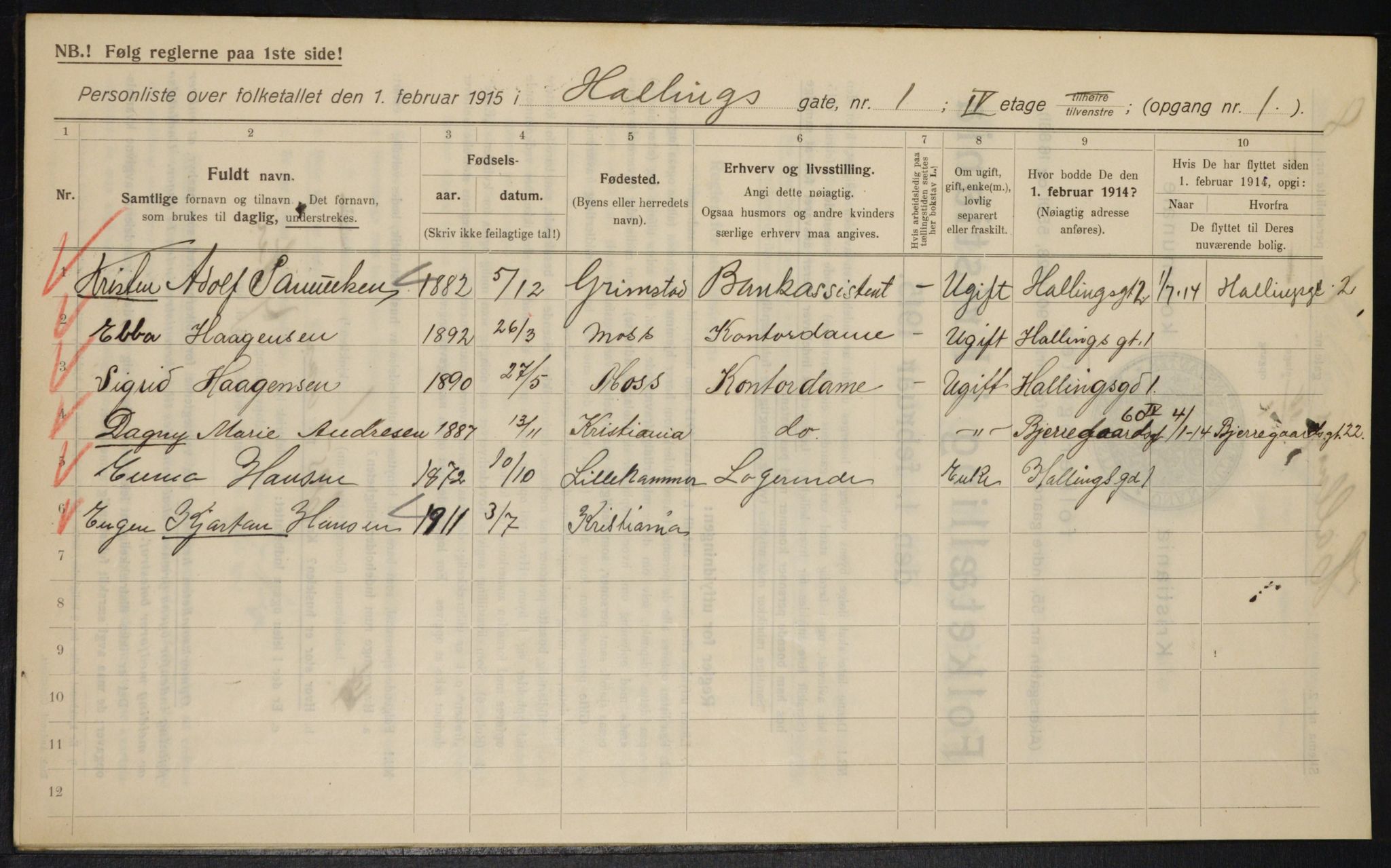 OBA, Municipal Census 1915 for Kristiania, 1915, p. 33645