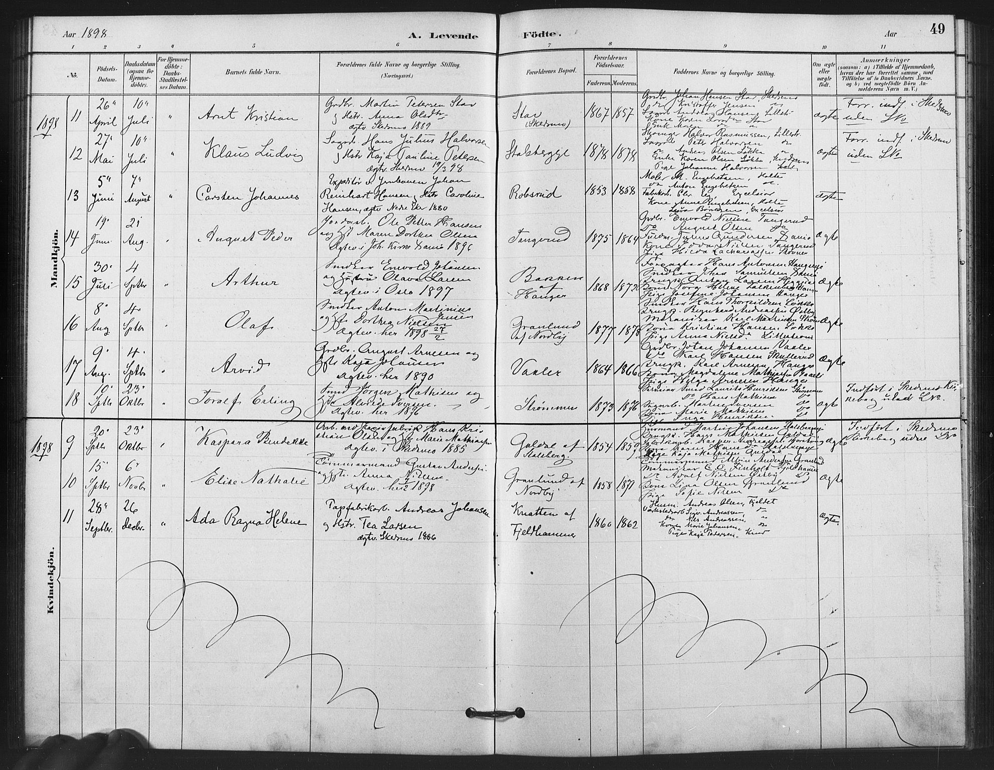 Skedsmo prestekontor Kirkebøker, AV/SAO-A-10033a/F/Fb/L0001: Parish register (official) no. II 1, 1883-1901, p. 49