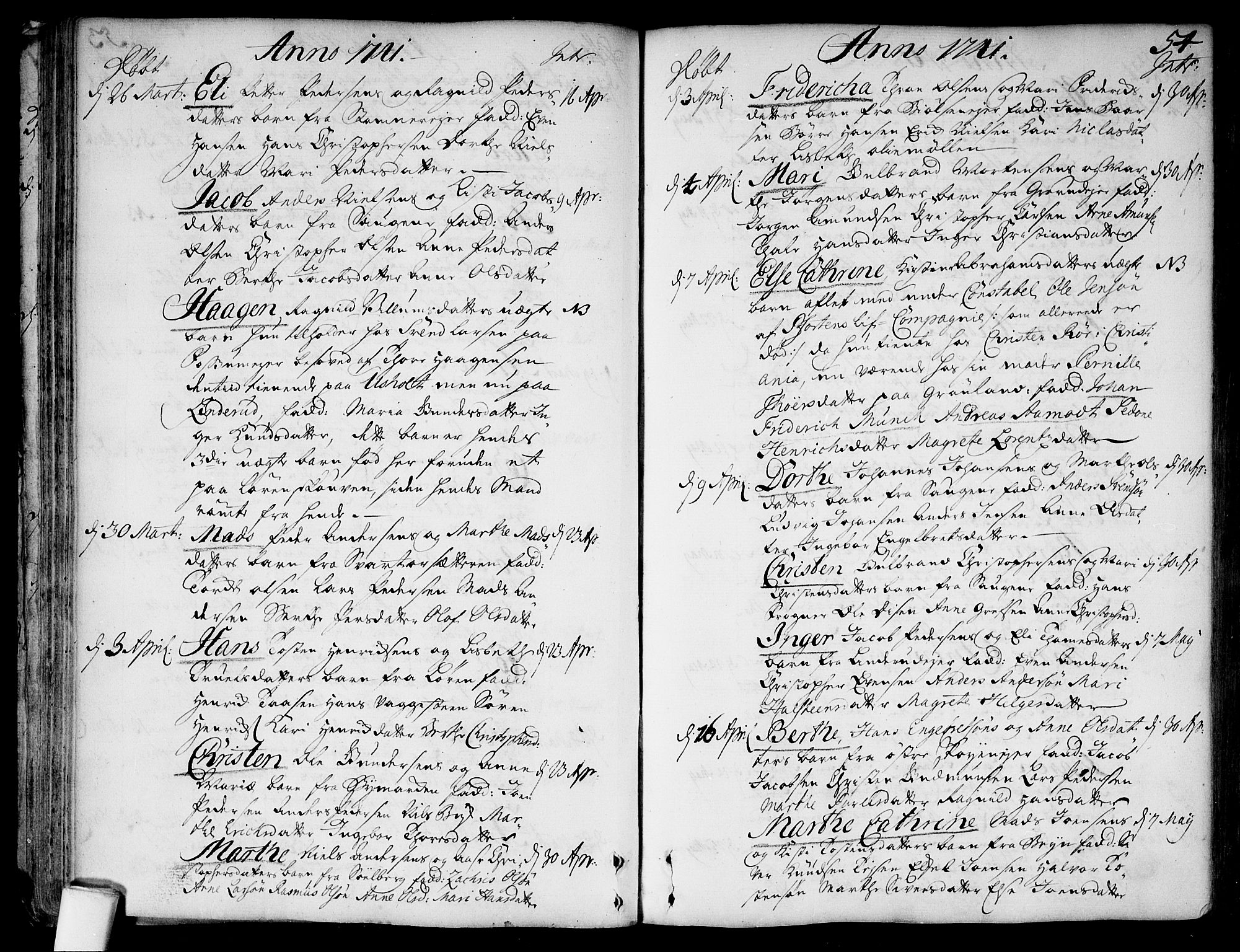Aker prestekontor kirkebøker, SAO/A-10861/F/L0007: Parish register (official) no. 7, 1734-1748, p. 54