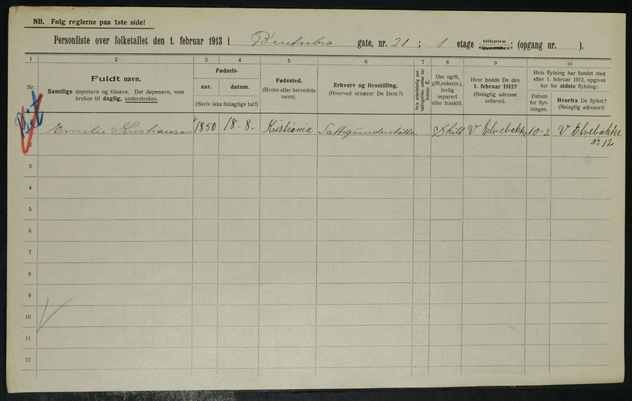 OBA, Municipal Census 1913 for Kristiania, 1913, p. 3344