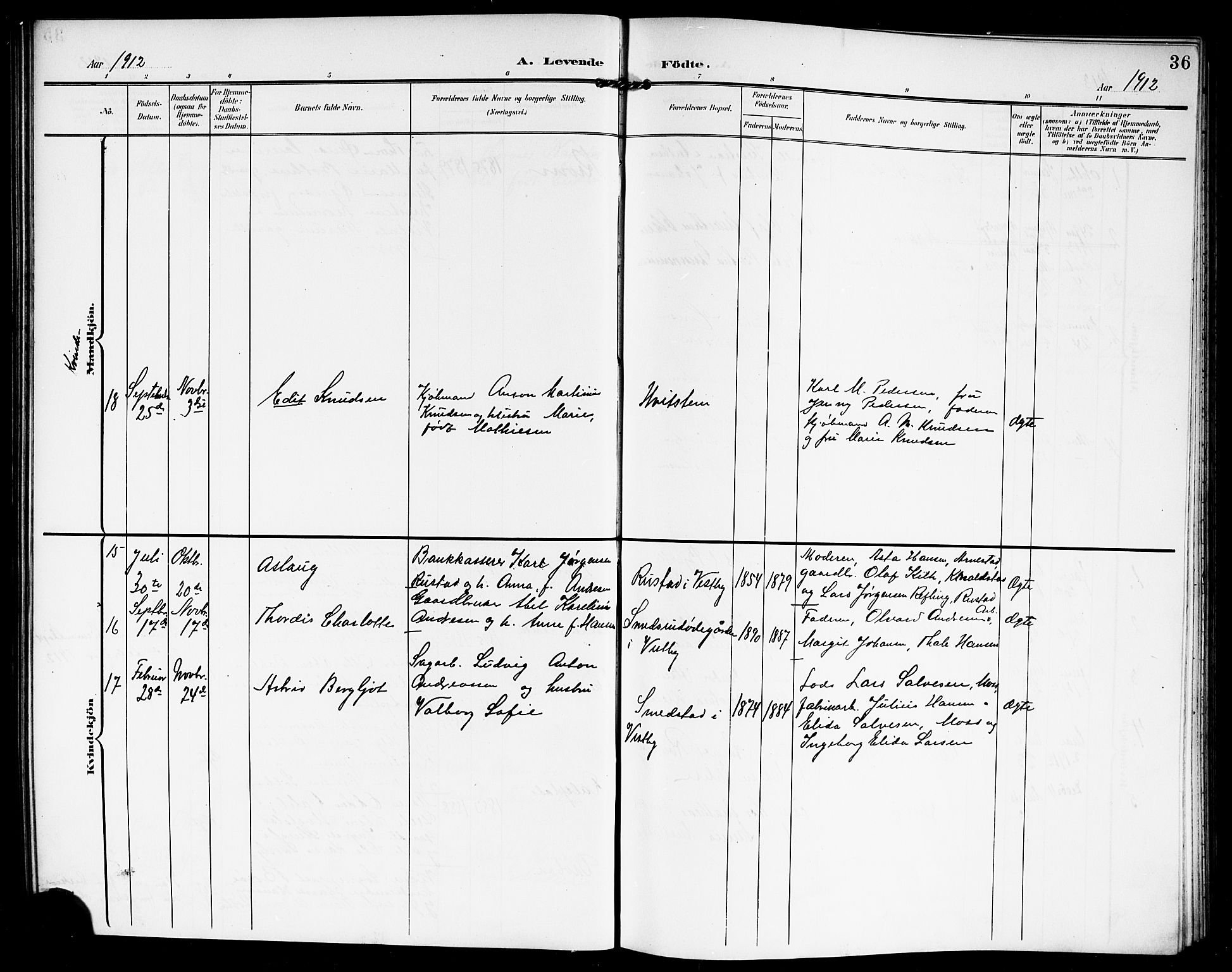 Vestby prestekontor Kirkebøker, SAO/A-10893/G/Ga/L0002: Parish register (copy) no. I 2, 1903-1916, p. 36