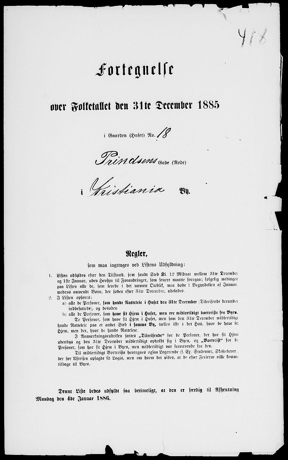 RA, 1885 census for 0301 Kristiania, 1885, p. 1505