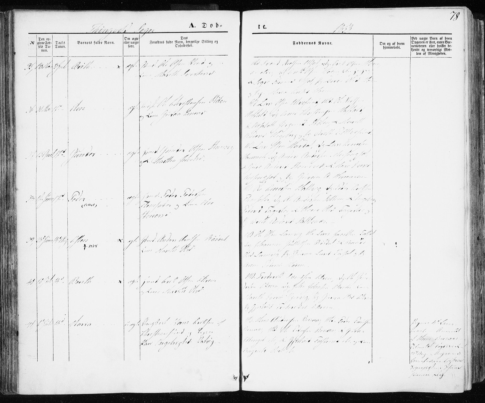 Ministerialprotokoller, klokkerbøker og fødselsregistre - Møre og Romsdal, SAT/A-1454/586/L0984: Parish register (official) no. 586A10, 1844-1856, p. 78