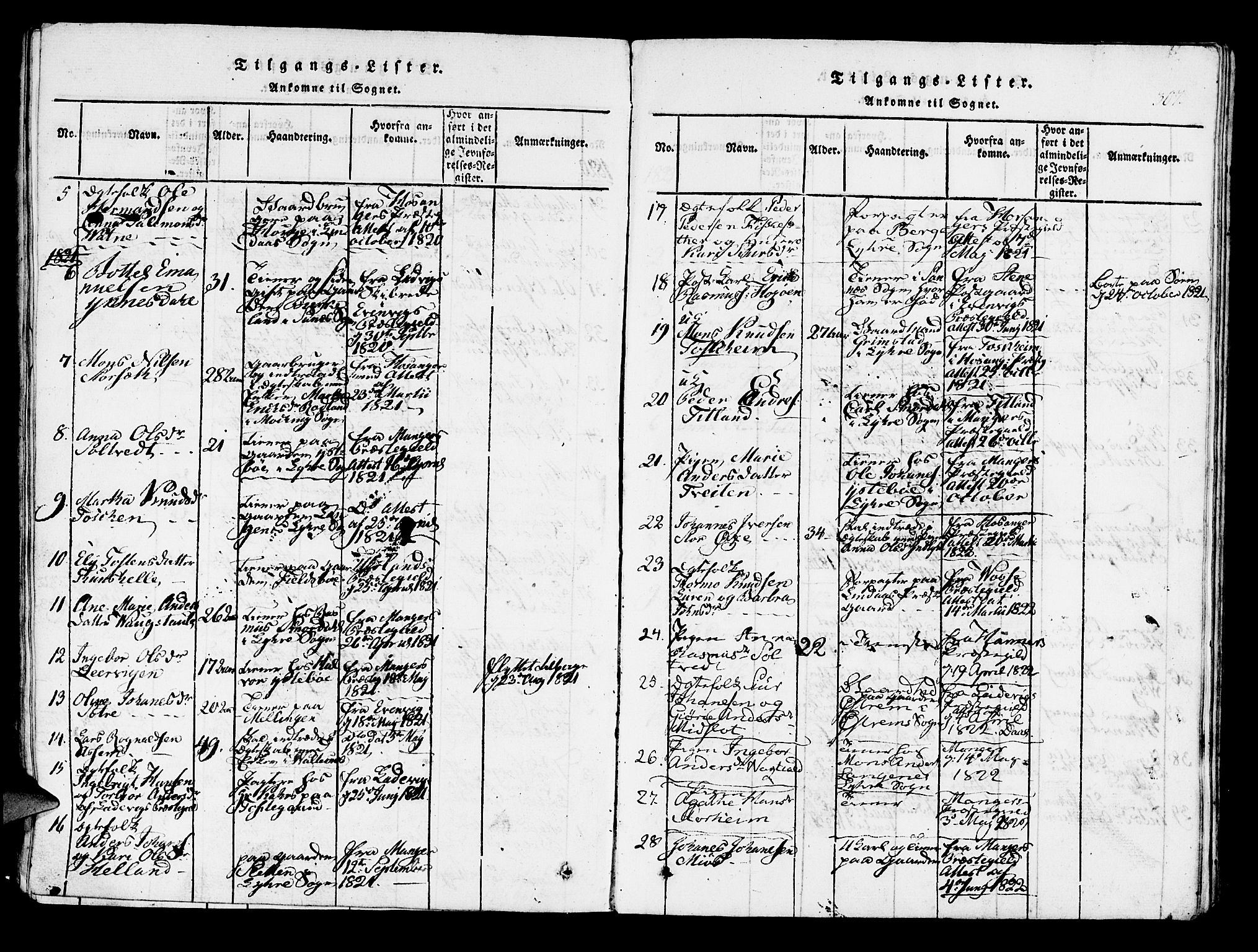 Lindås Sokneprestembete, AV/SAB-A-76701/H/Haa/Haaa/L0007: Parish register (official) no. A 7, 1816-1823, p. 307