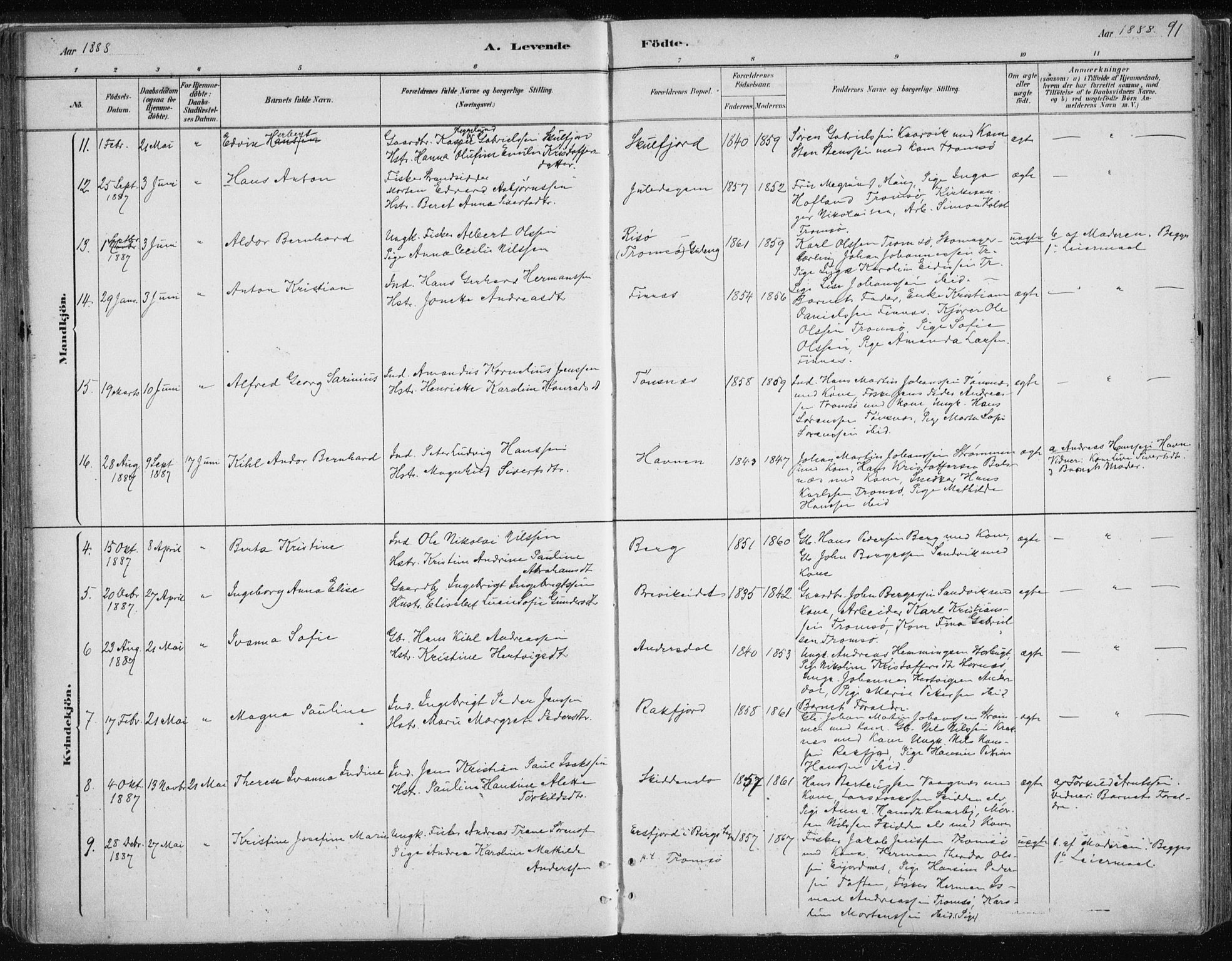 Tromsøysund sokneprestkontor, SATØ/S-1304/G/Ga/L0004kirke: Parish register (official) no. 4, 1880-1888, p. 91