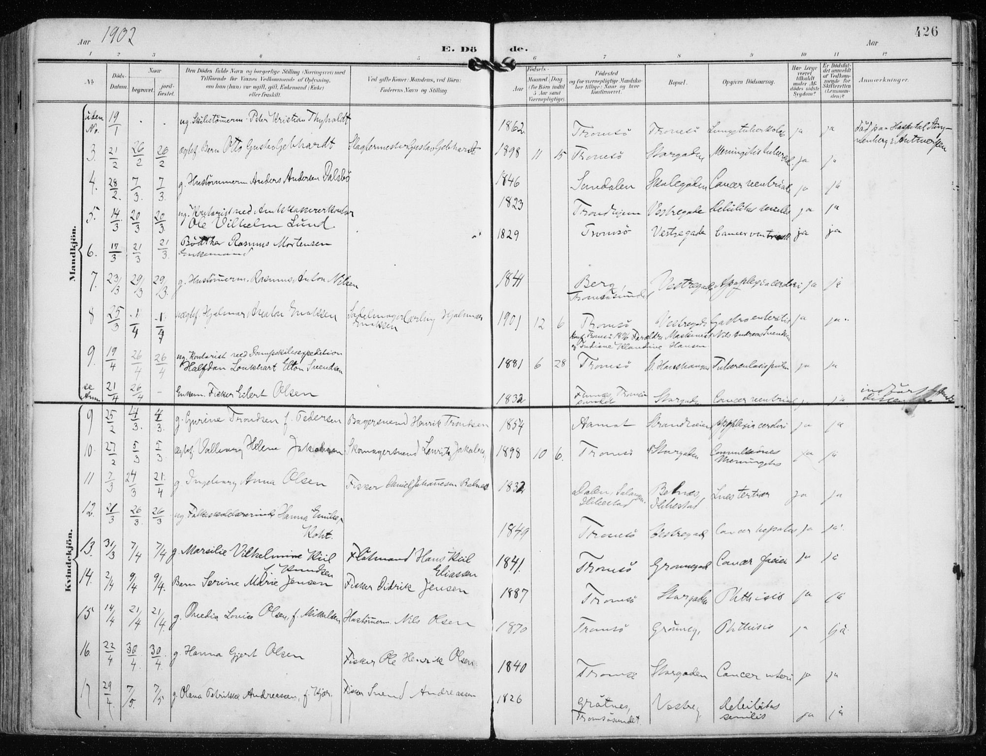 Tromsø sokneprestkontor/stiftsprosti/domprosti, SATØ/S-1343/G/Ga/L0016kirke: Parish register (official) no. 16, 1899-1906, p. 426