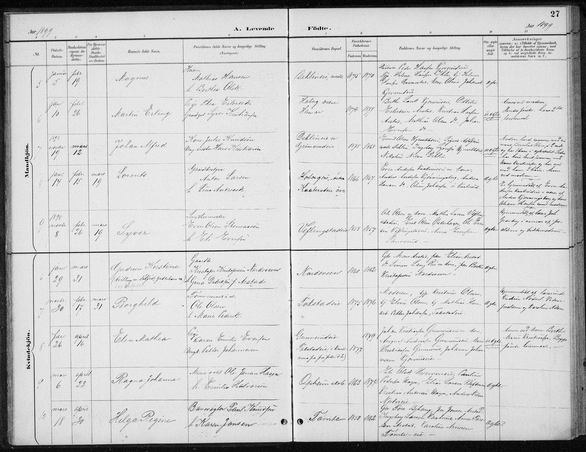 Stange prestekontor, AV/SAH-PREST-002/L/L0010: Parish register (copy) no. 10, 1894-1905, p. 27