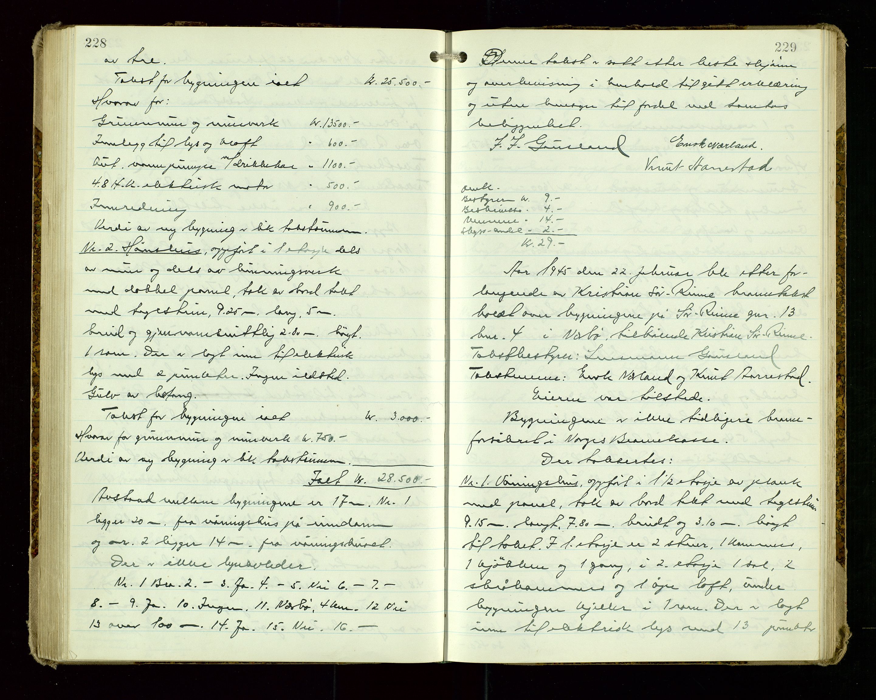 Hå lensmannskontor, AV/SAST-A-100456/Goa/L0009: Takstprotokoll, 1943-1947, p. 228-229