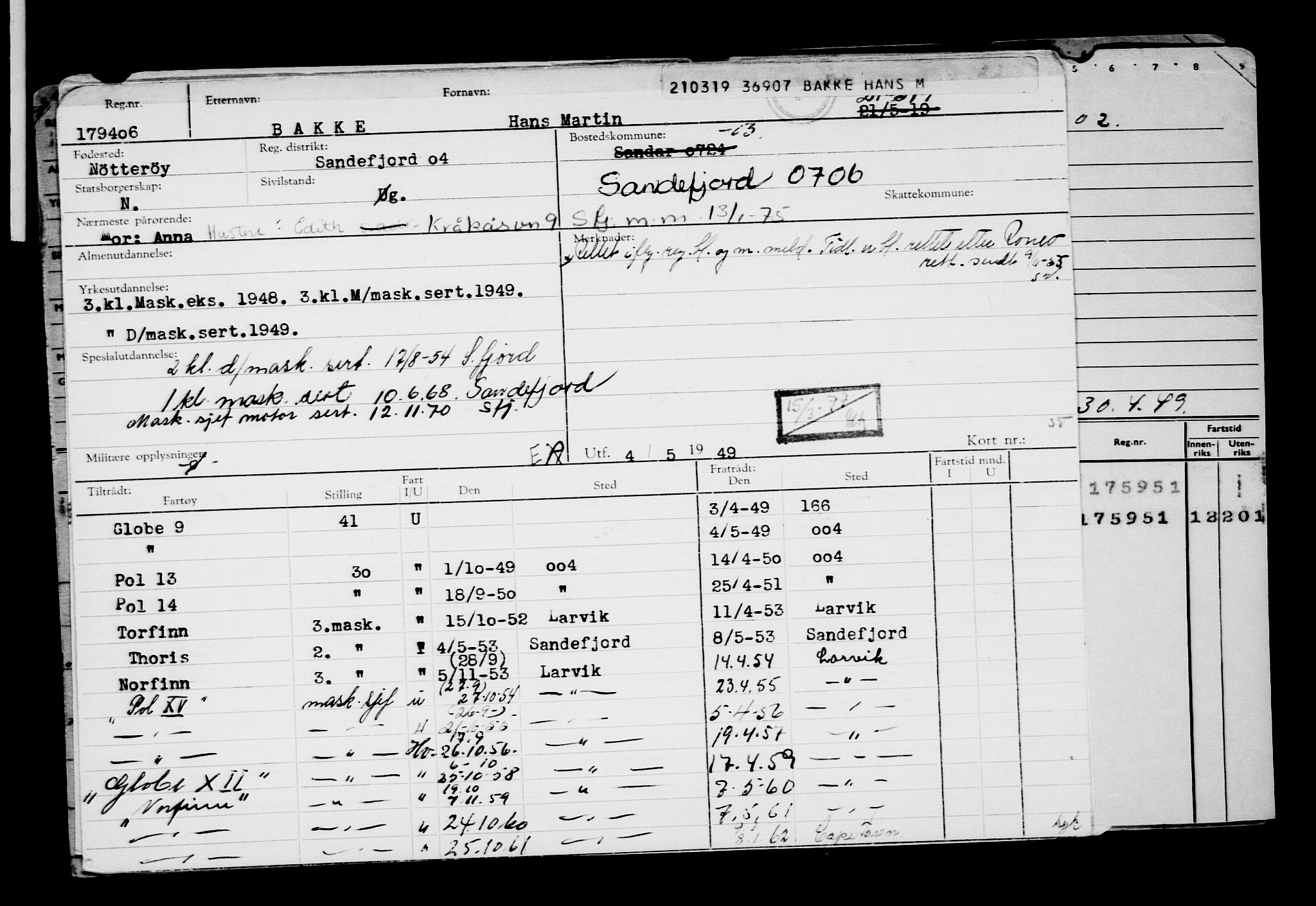 Direktoratet for sjømenn, AV/RA-S-3545/G/Gb/L0167: Hovedkort, 1919, p. 236