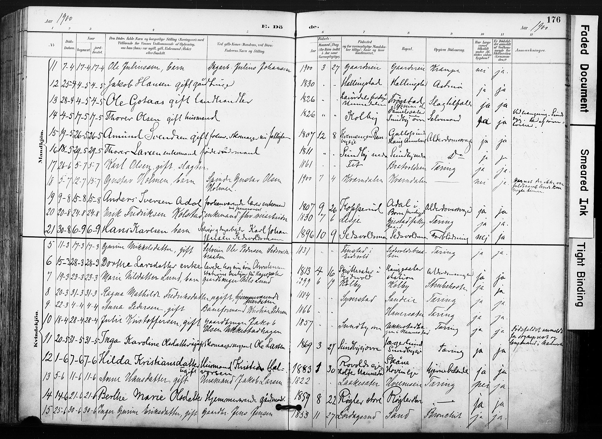 Ullensaker prestekontor Kirkebøker, AV/SAO-A-10236a/F/Fb/L0002: Parish register (official) no. II 2, 1894-1909, p. 176