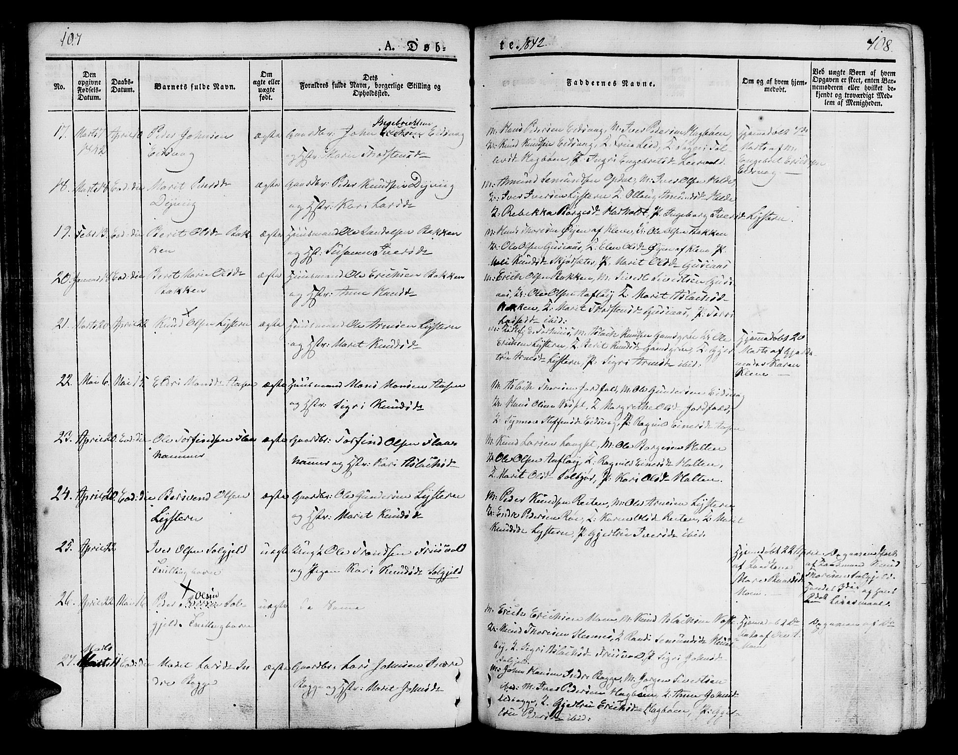 Ministerialprotokoller, klokkerbøker og fødselsregistre - Møre og Romsdal, AV/SAT-A-1454/551/L0624: Parish register (official) no. 551A04, 1831-1845, p. 107-108