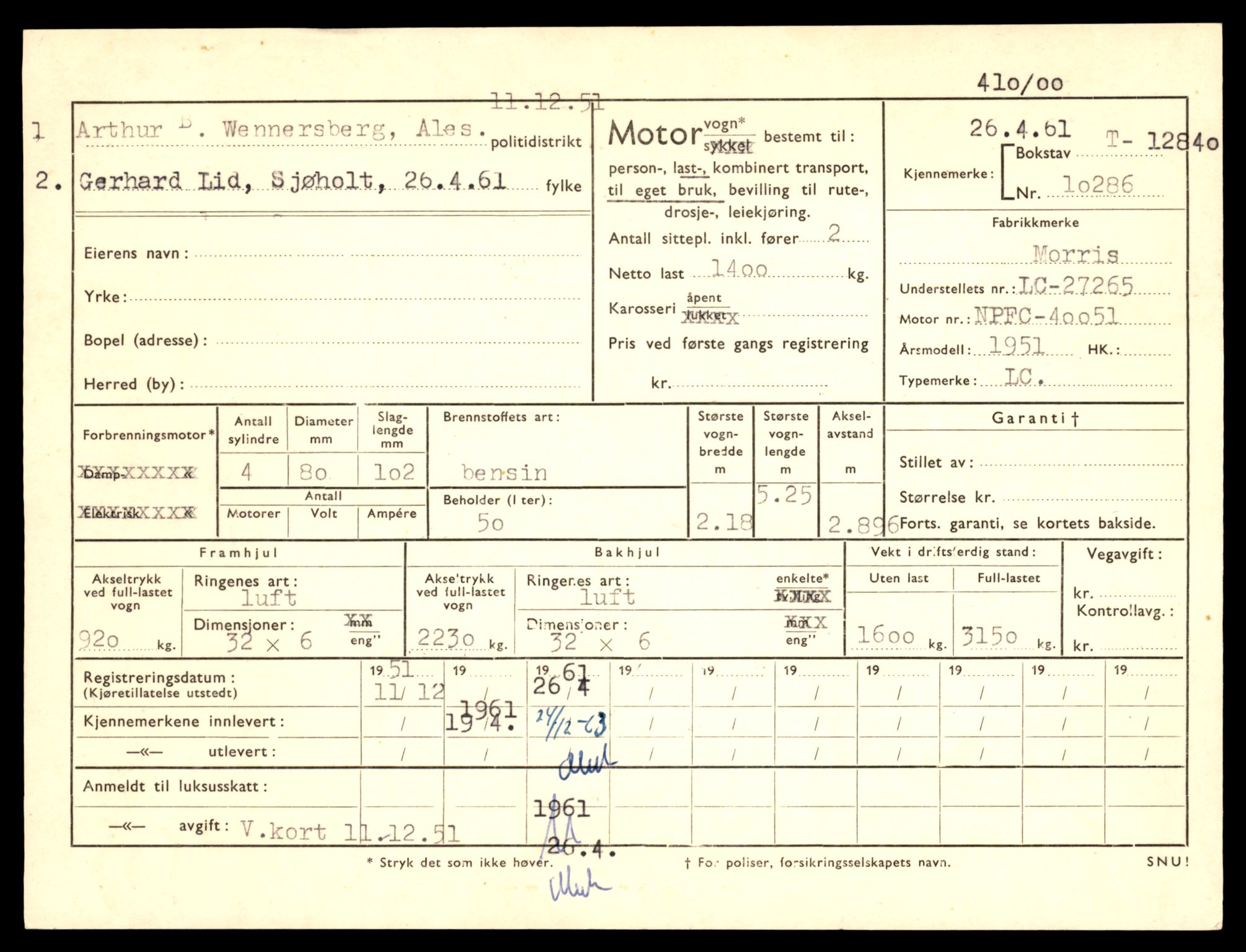 Møre og Romsdal vegkontor - Ålesund trafikkstasjon, AV/SAT-A-4099/F/Fe/L0036: Registreringskort for kjøretøy T 12831 - T 13030, 1927-1998, p. 225