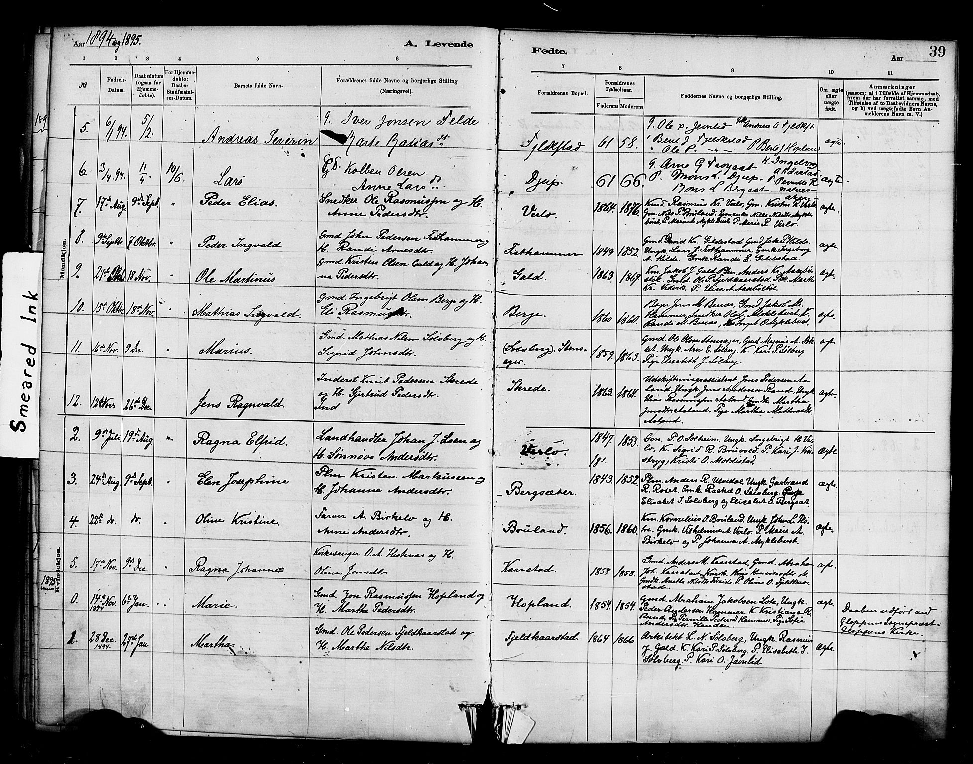 Innvik sokneprestembete, AV/SAB-A-80501: Parish register (official) no. D 1, 1879-1900, p. 39