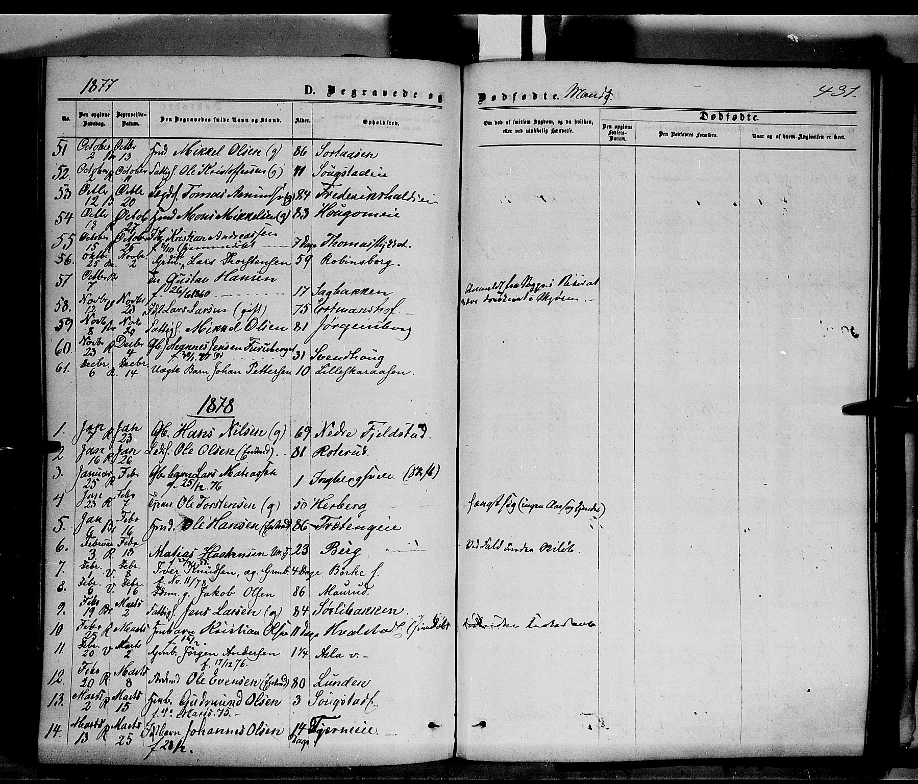 Ringsaker prestekontor, AV/SAH-PREST-014/K/Ka/L0011: Parish register (official) no. 11, 1870-1878, p. 431