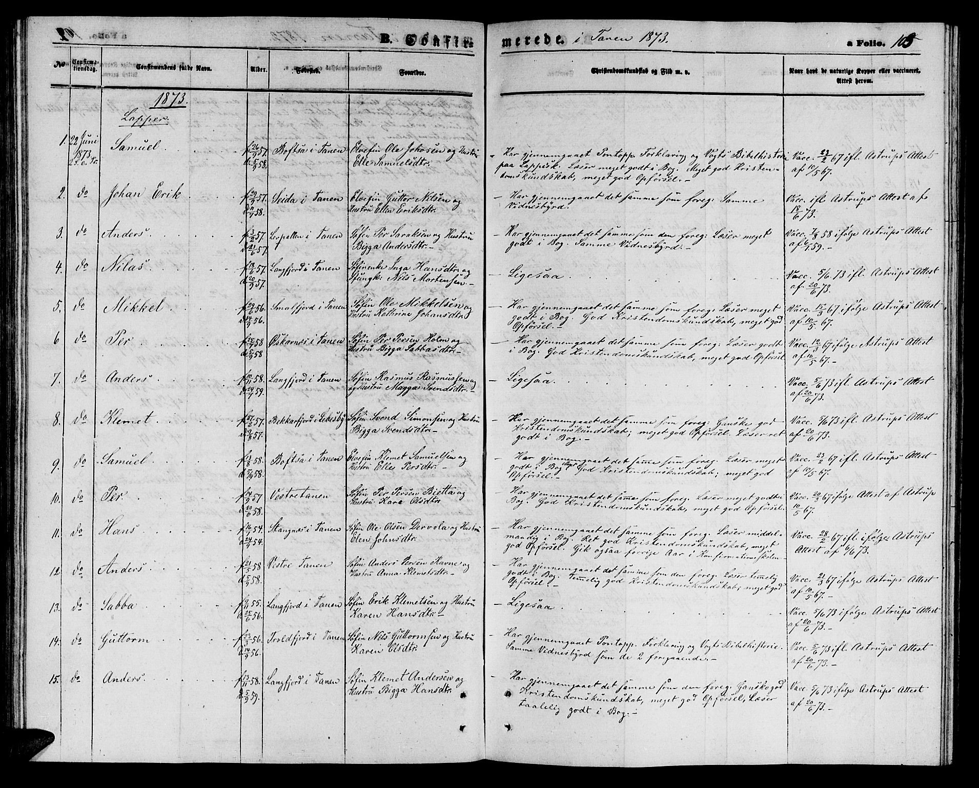 Tana sokneprestkontor, SATØ/S-1334/H/Hb/L0002klokker: Parish register (copy) no. 2 /1, 1866-1877, p. 103