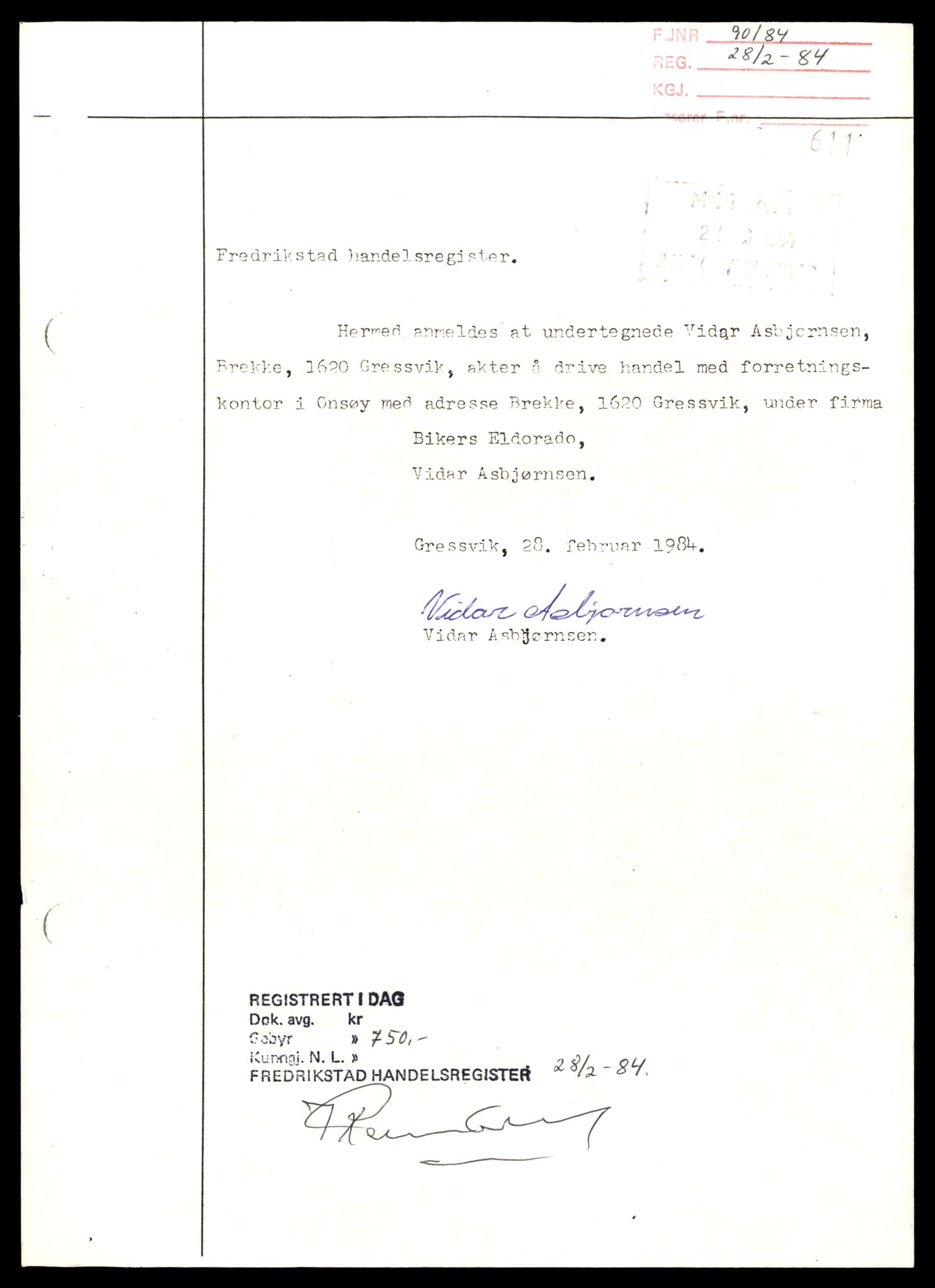 Fredrikstad tingrett, AV/SAT-A-10473/K/Kb/Kbb/L0005: Enkeltmannsforetak, aksjeselskap og andelslag, Bi-Bm, 1944-1990, p. 1