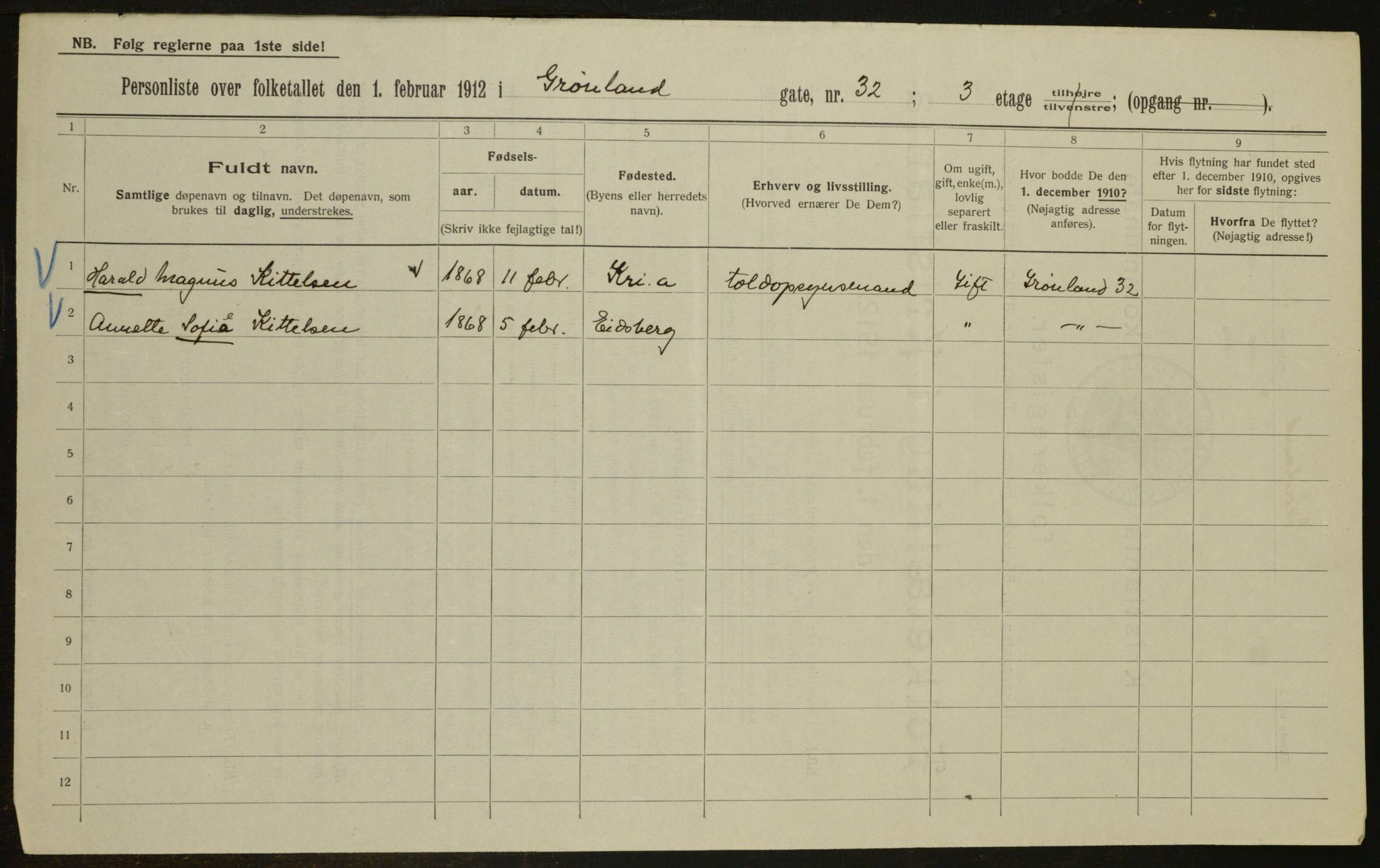 OBA, Municipal Census 1912 for Kristiania, 1912, p. 31389