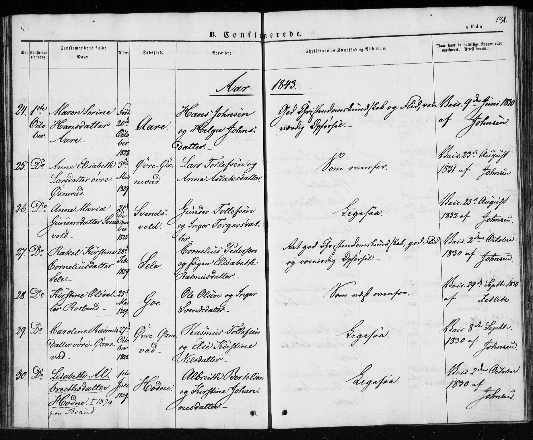 Klepp sokneprestkontor, SAST/A-101803/001/3/30BA/L0004: Parish register (official) no. A 4, 1842-1852, p. 131