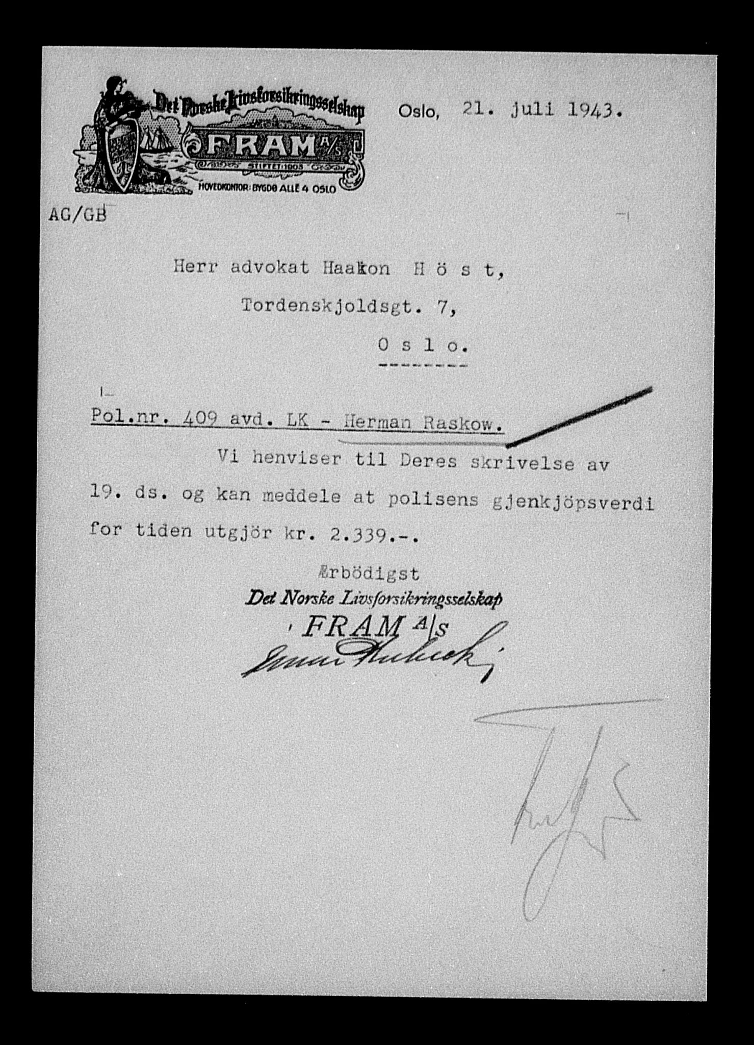 Justisdepartementet, Tilbakeføringskontoret for inndratte formuer, AV/RA-S-1564/H/Hc/Hcc/L0972: --, 1945-1947, p. 43