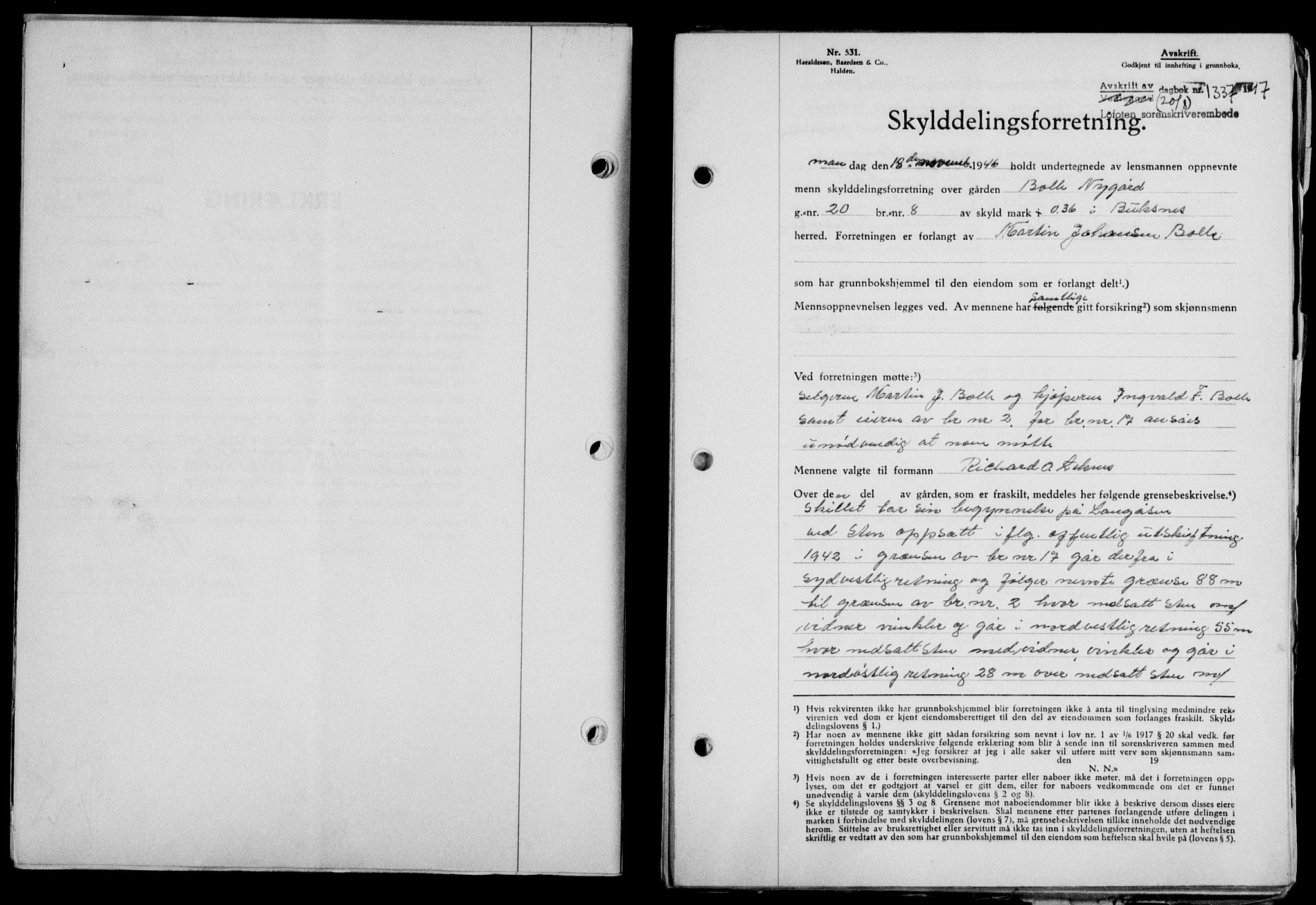 Lofoten sorenskriveri, SAT/A-0017/1/2/2C/L0016a: Mortgage book no. 16a, 1947-1947, Diary no: : 1337/1947