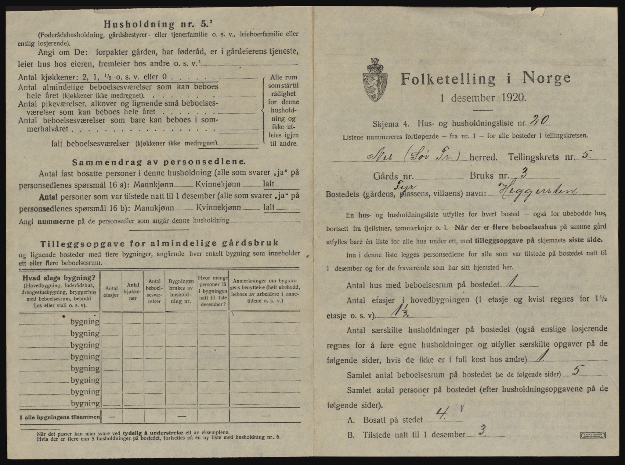 SAT, 1920 census for Nes (ST), 1920, p. 453