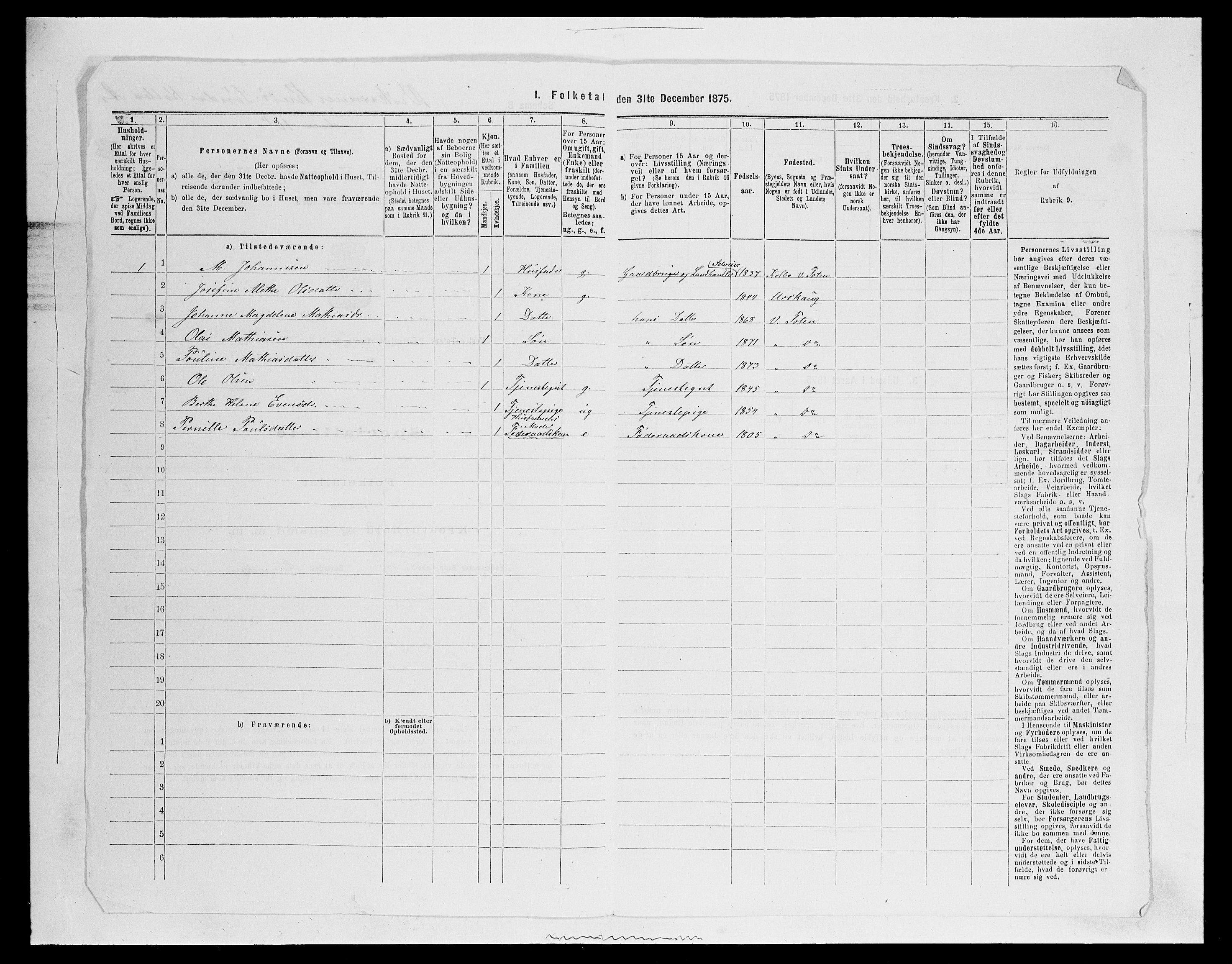 SAH, 1875 census for 0529P Vestre Toten, 1875, p. 1857