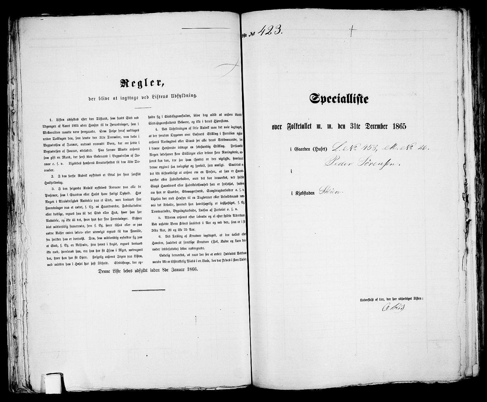 RA, 1865 census for Skien, 1865, p. 871