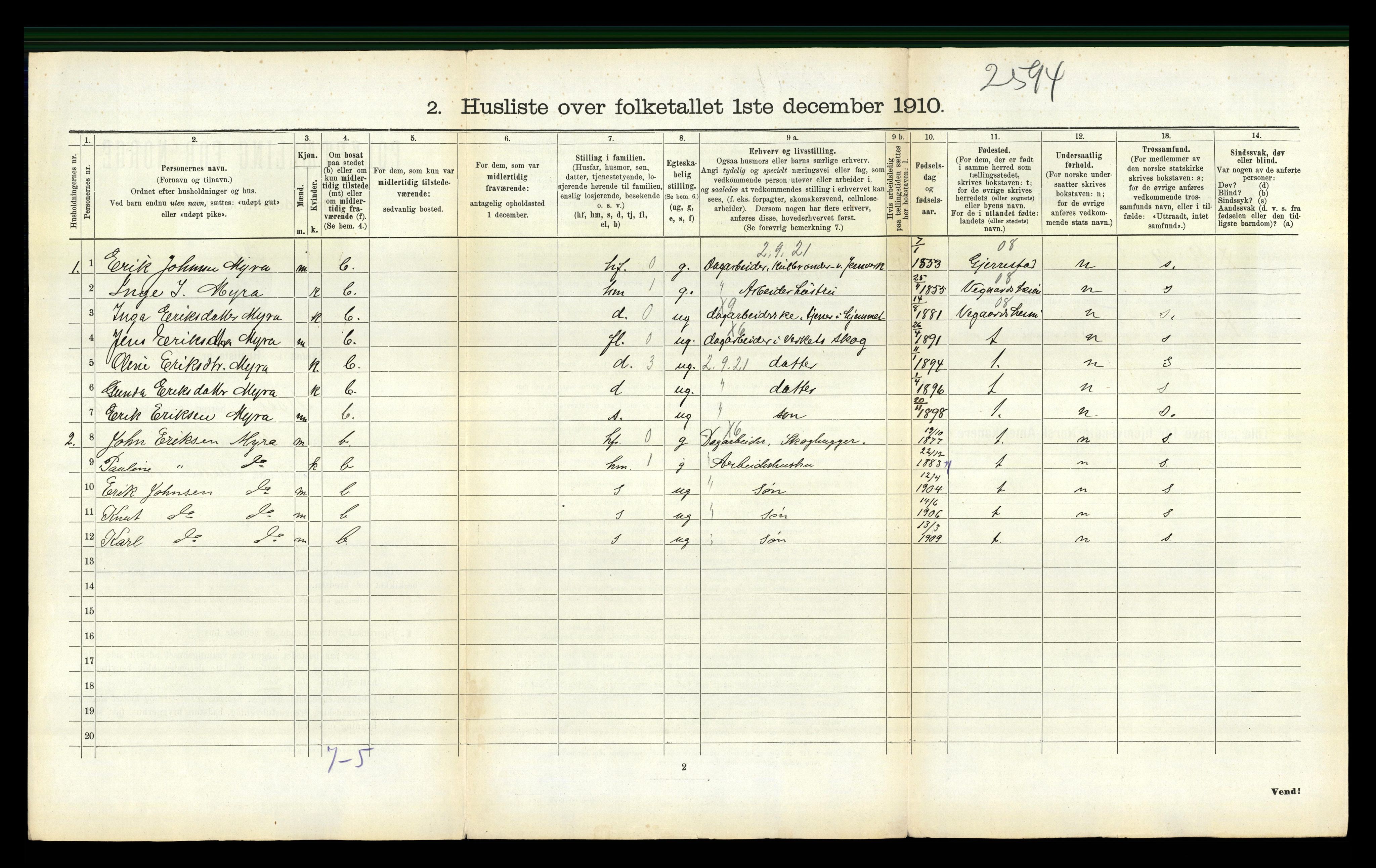 RA, 1910 census for Holt, 1910, p. 705