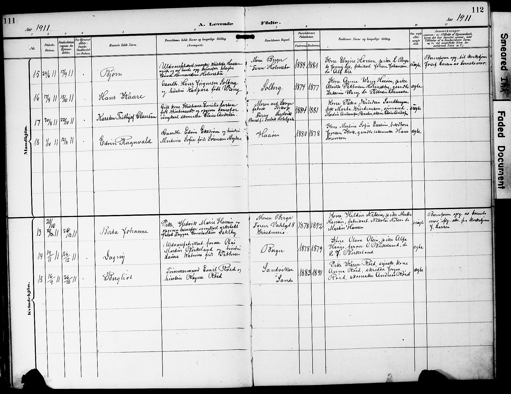 Strømm kirkebøker, AV/SAKO-A-322/G/Ga/L0004: Parish register (copy) no. I 4, 1897-1927, p. 111-112