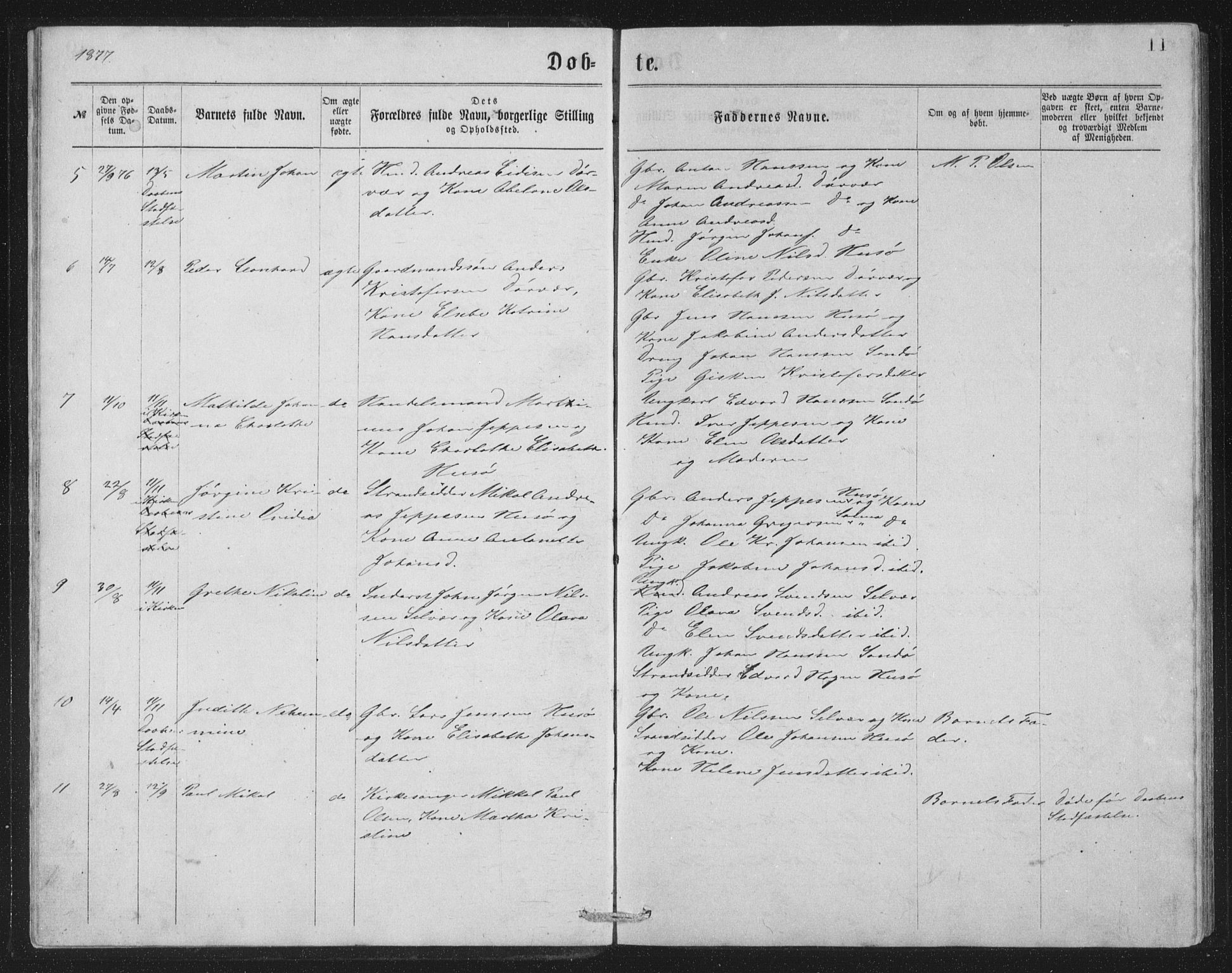 Ministerialprotokoller, klokkerbøker og fødselsregistre - Nordland, AV/SAT-A-1459/840/L0582: Parish register (copy) no. 840C02, 1874-1900, p. 11