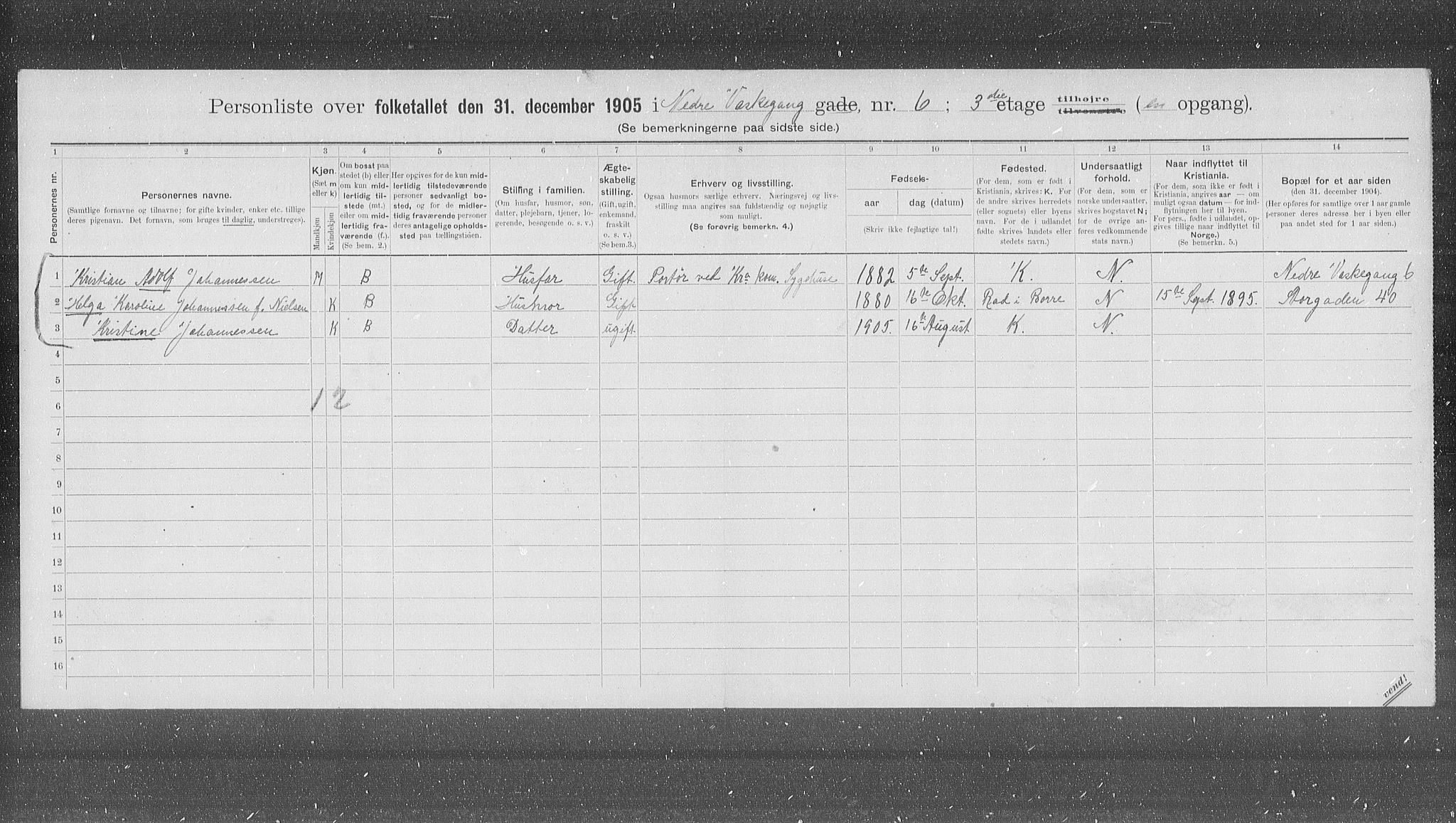 OBA, Municipal Census 1905 for Kristiania, 1905, p. 36547