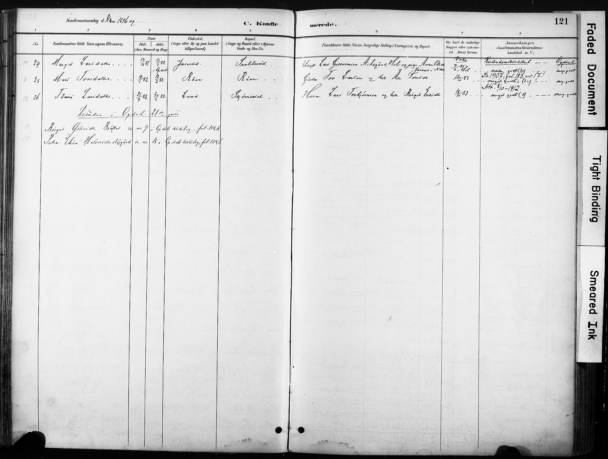 Nore kirkebøker, SAKO/A-238/F/Fb/L0002: Parish register (official) no. II 2, 1886-1906, p. 121