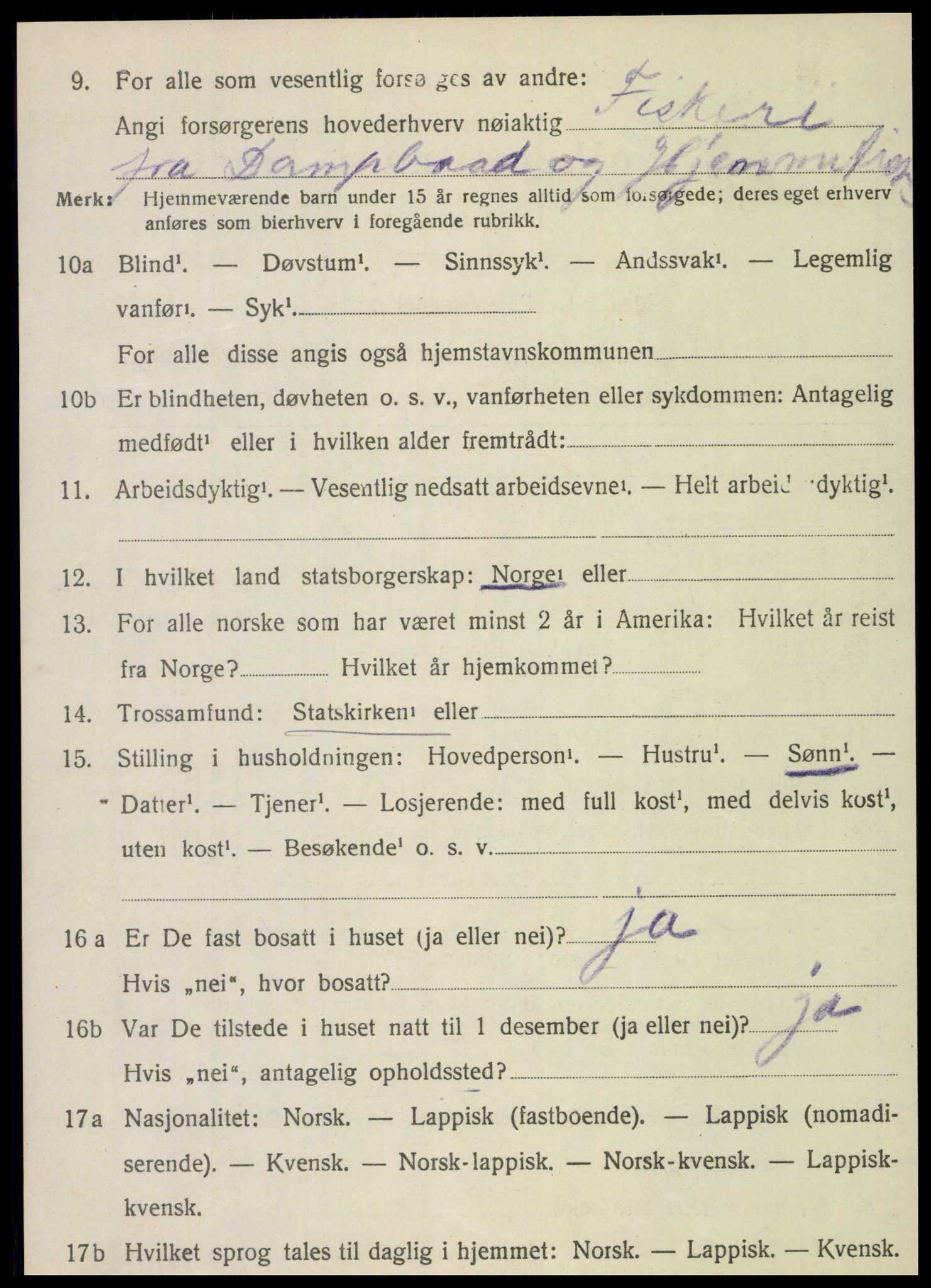 SAT, 1920 census for Nordvik, 1920, p. 1049