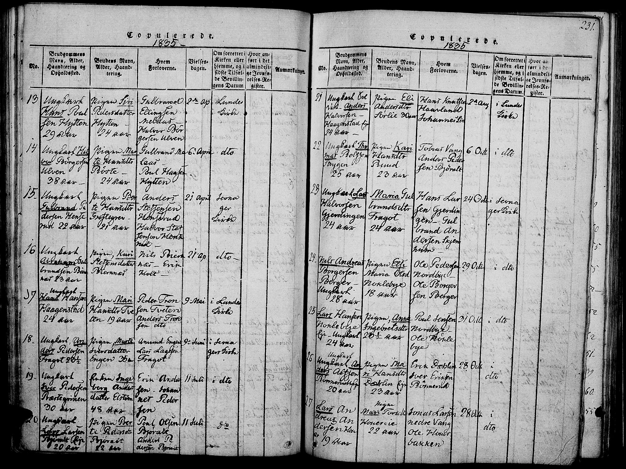 Jevnaker prestekontor, SAH/PREST-116/H/Ha/Haa/L0005: Parish register (official) no. 5, 1815-1837, p. 231