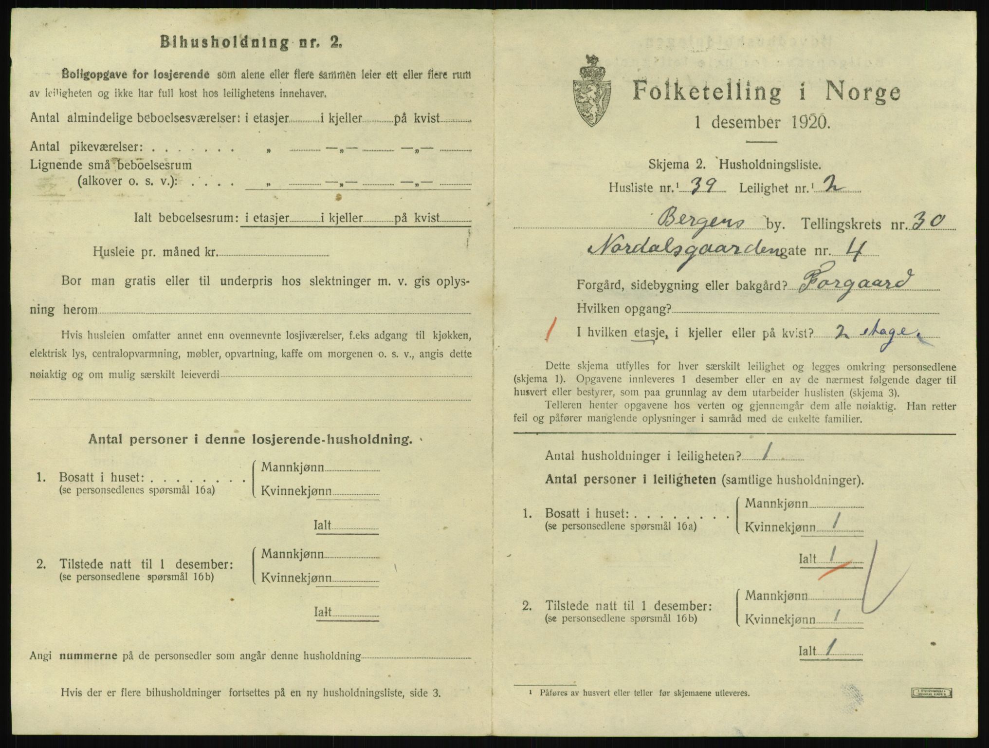 SAB, 1920 census for Bergen, 1920, p. 23349