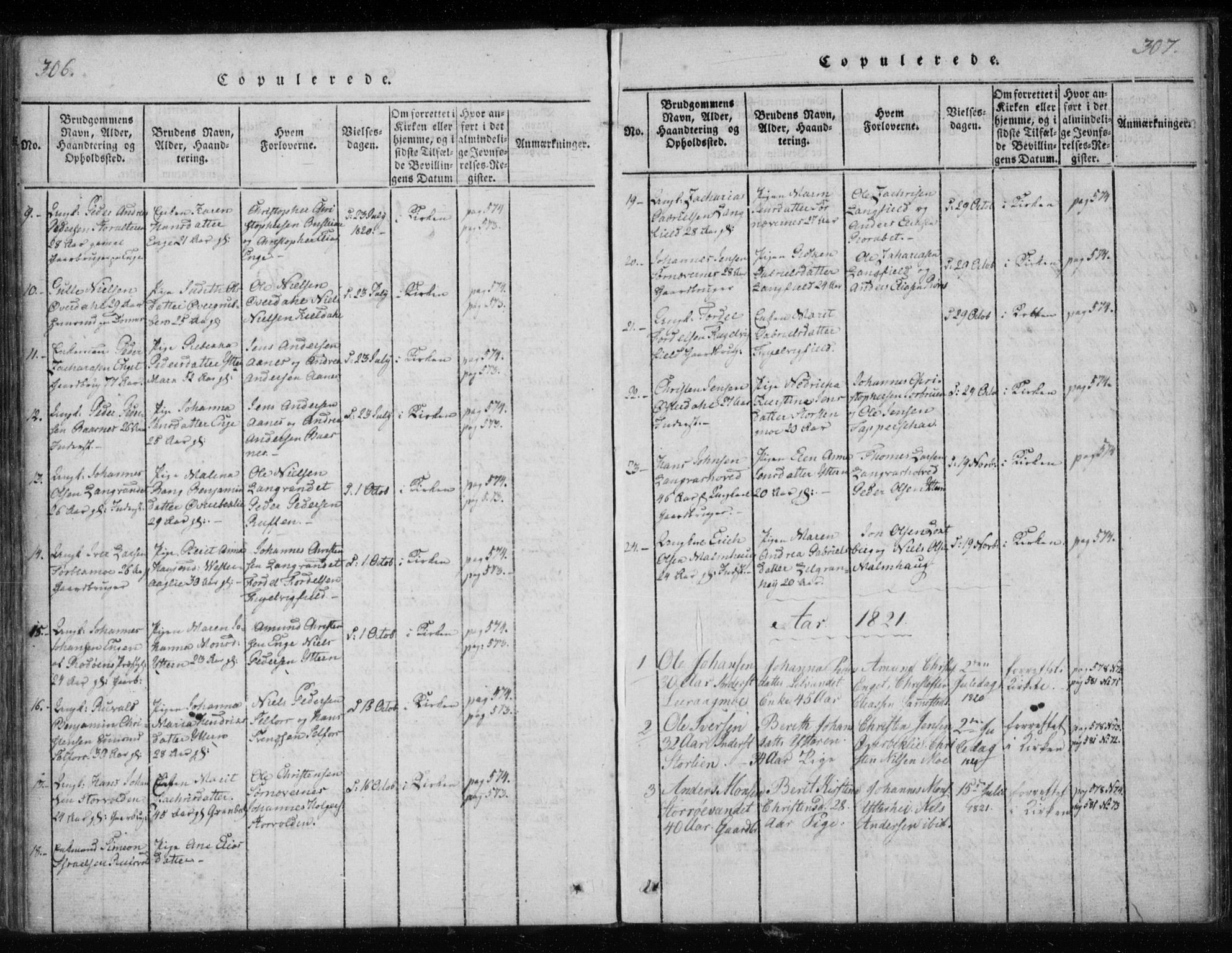 Ministerialprotokoller, klokkerbøker og fødselsregistre - Nordland, SAT/A-1459/825/L0353: Parish register (official) no. 825A07, 1820-1826, p. 306-307
