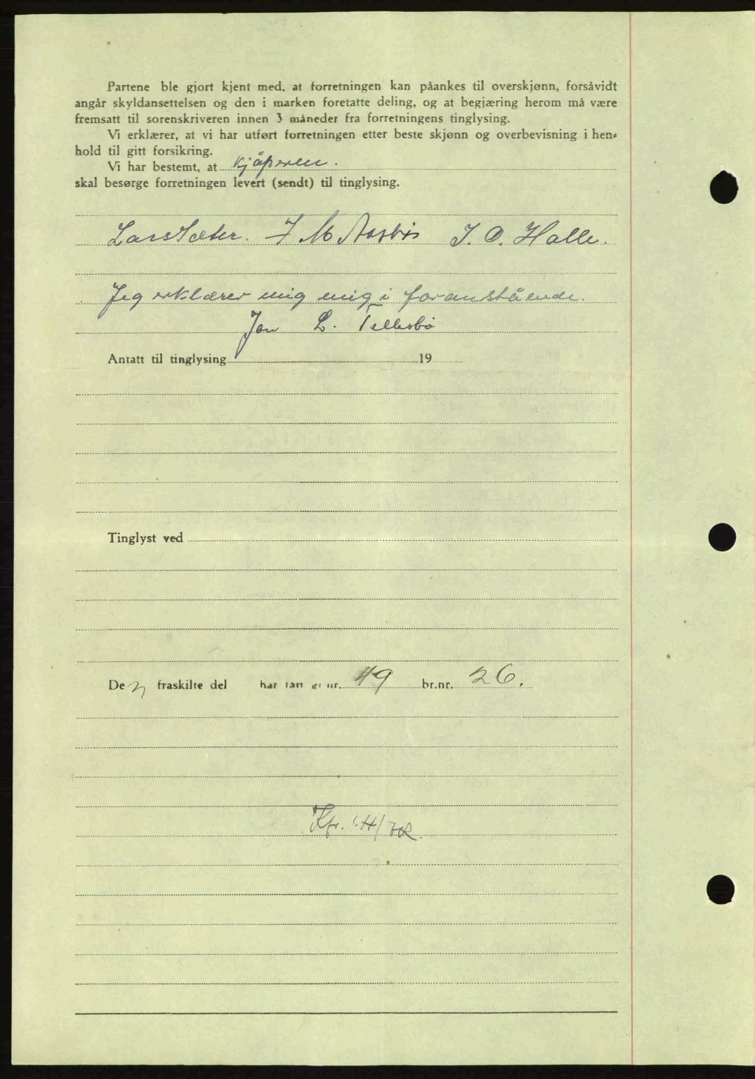 Nordmøre sorenskriveri, SAT/A-4132/1/2/2Ca: Mortgage book no. A96, 1943-1944, Diary no: : 2662/1943