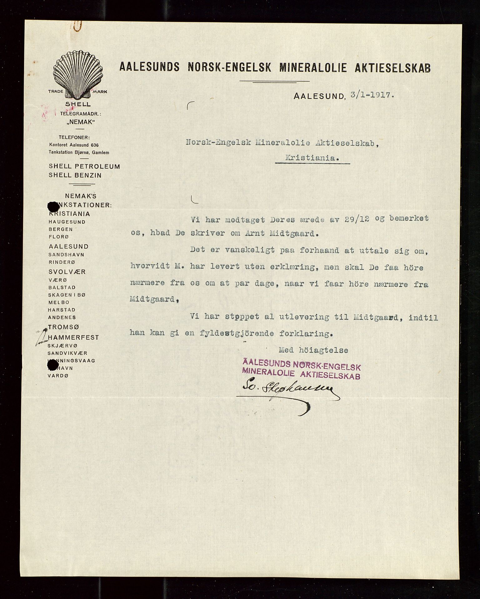 Pa 1521 - A/S Norske Shell, AV/SAST-A-101915/E/Ea/Eaa/L0019: Sjefskorrespondanse, 1917, p. 380