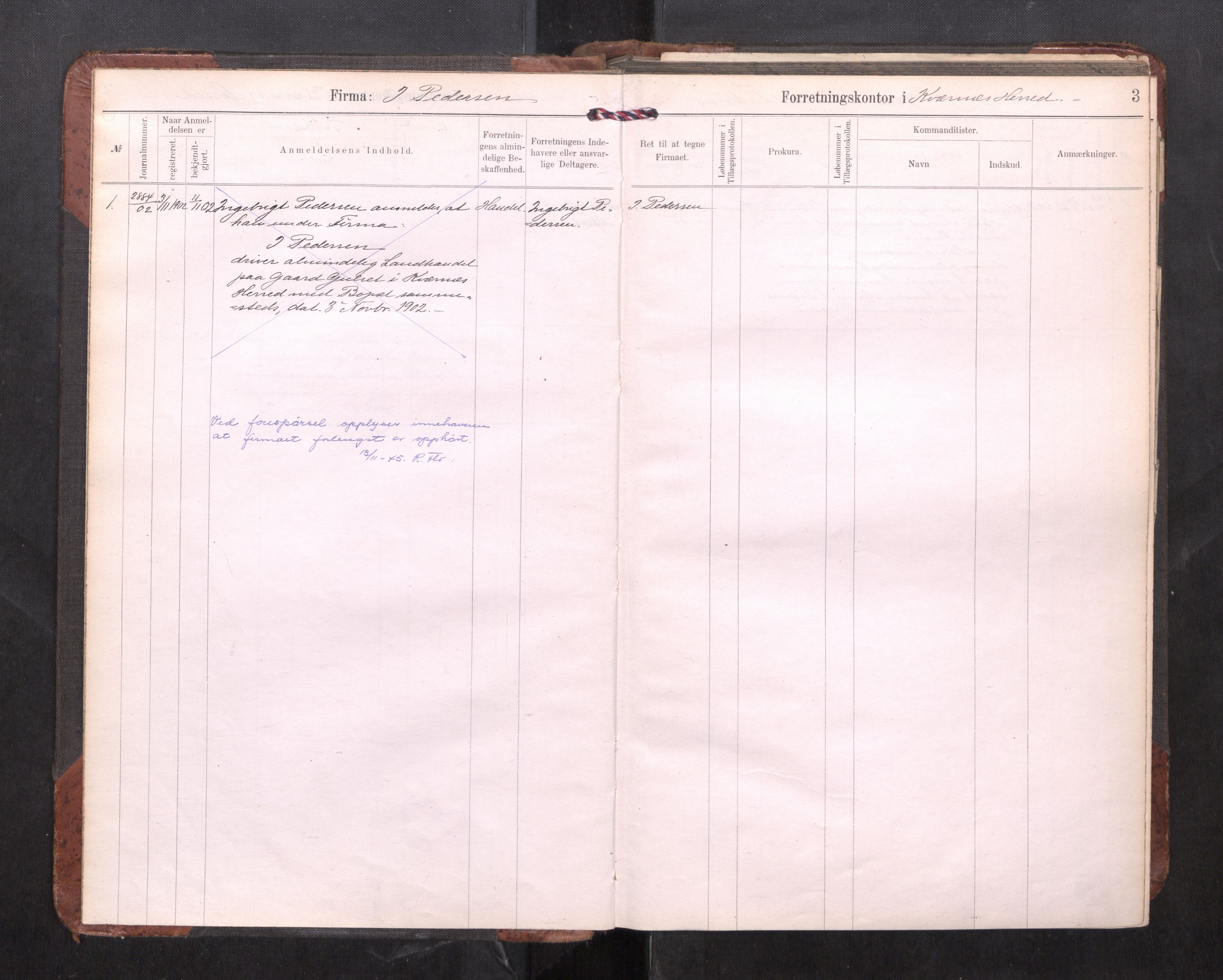 Nordmøre sorenskriveri, SAT/A-4132/3/J/Ja/Jaa/L0002: Firmaregister A-2, 1902-1929, p. 6
