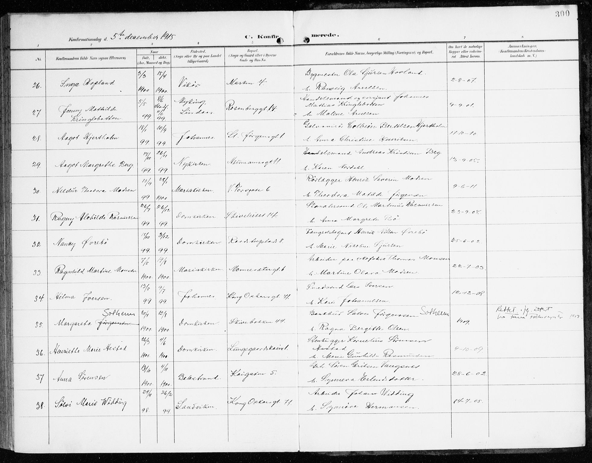 Domkirken sokneprestembete, AV/SAB-A-74801/H/Haa/L0031: Parish register (official) no. C 6, 1898-1915, p. 300