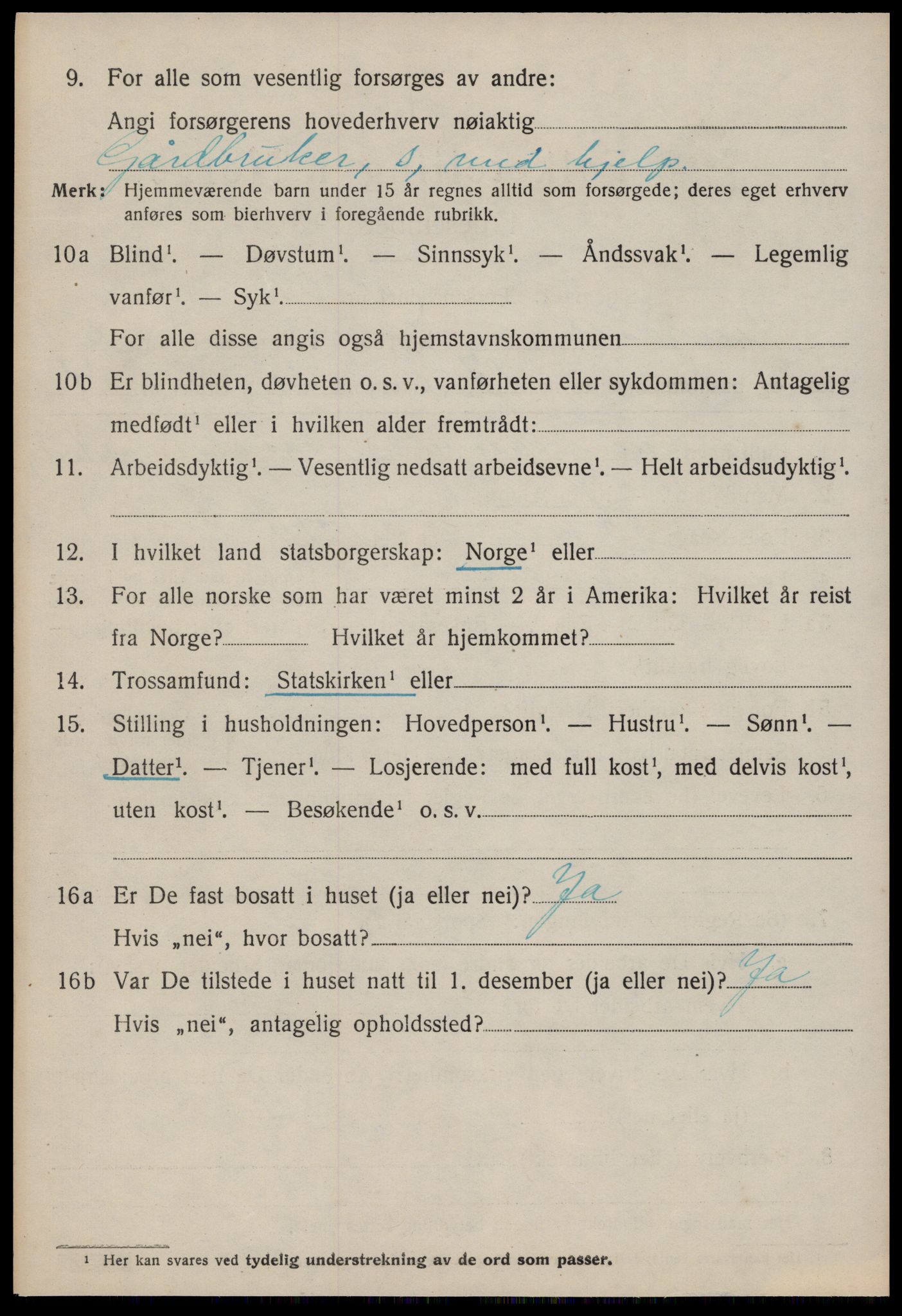 SAT, 1920 census for Tingvoll, 1920, p. 2537