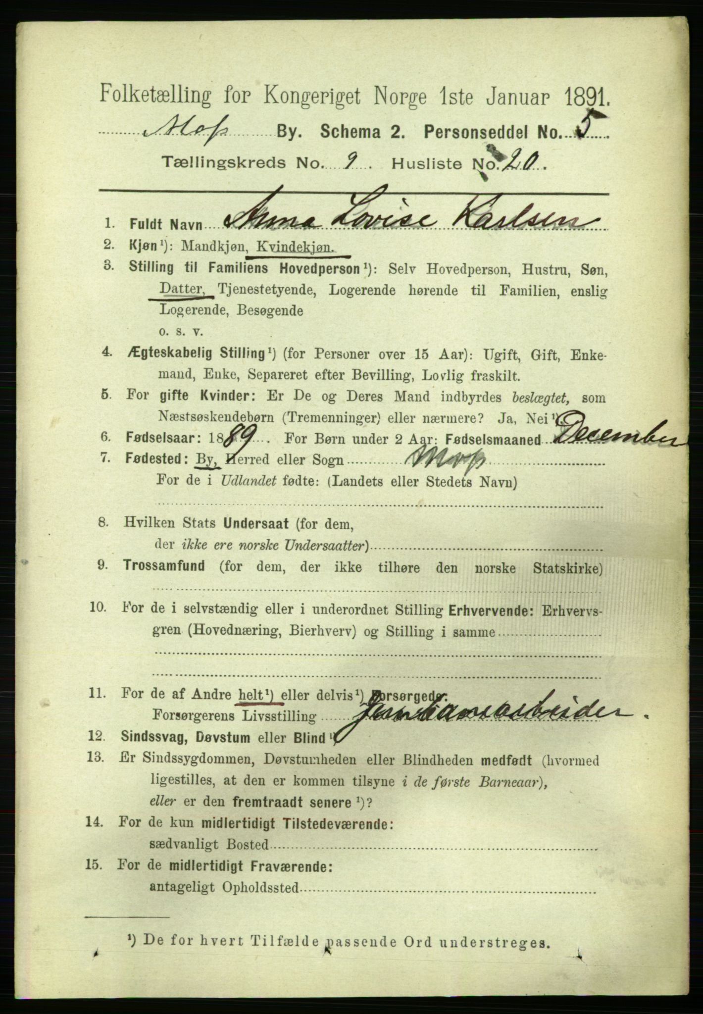 RA, 1891 census for 0104 Moss, 1891, p. 5464