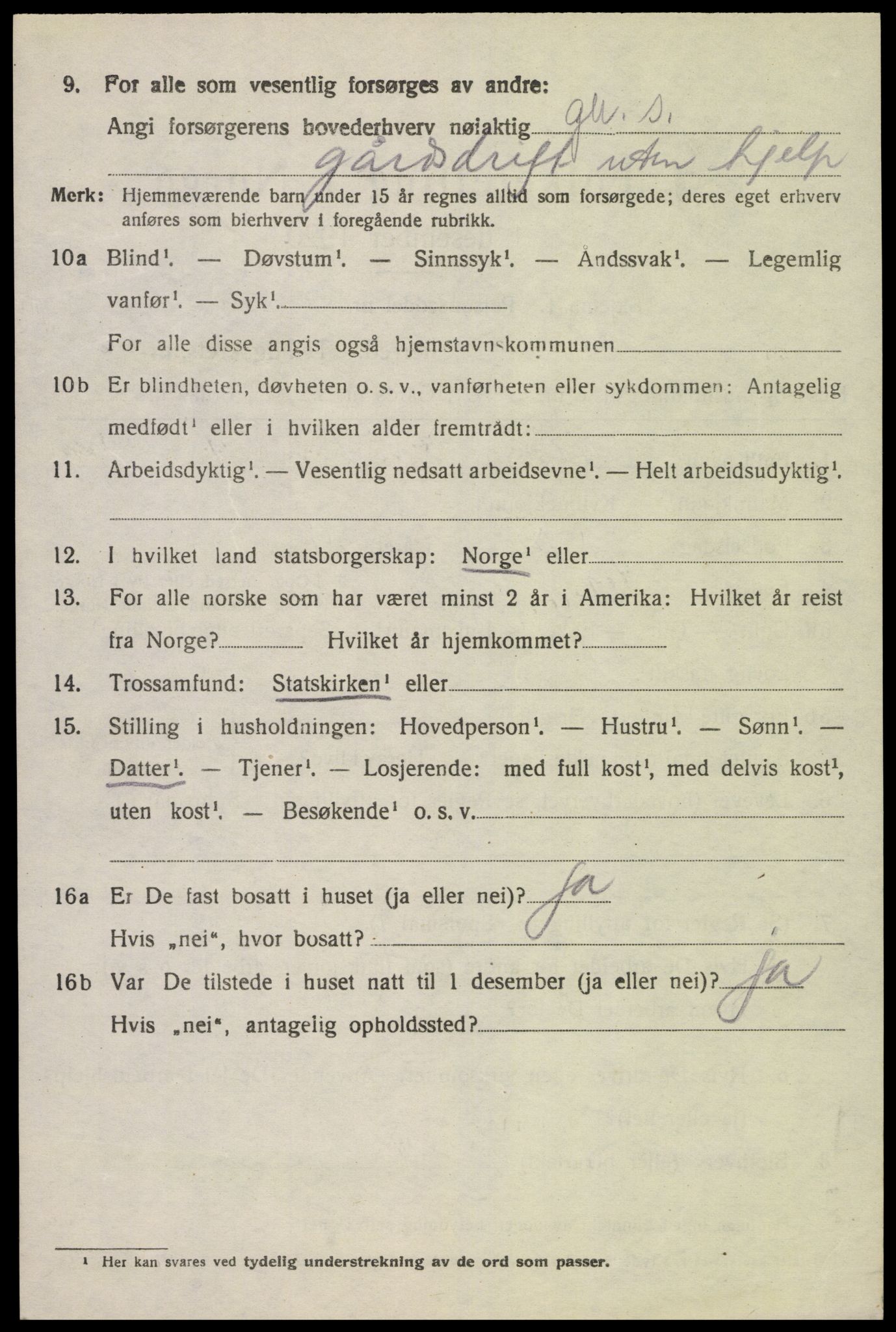 SAK, 1920 census for Lyngdal, 1920, p. 3612