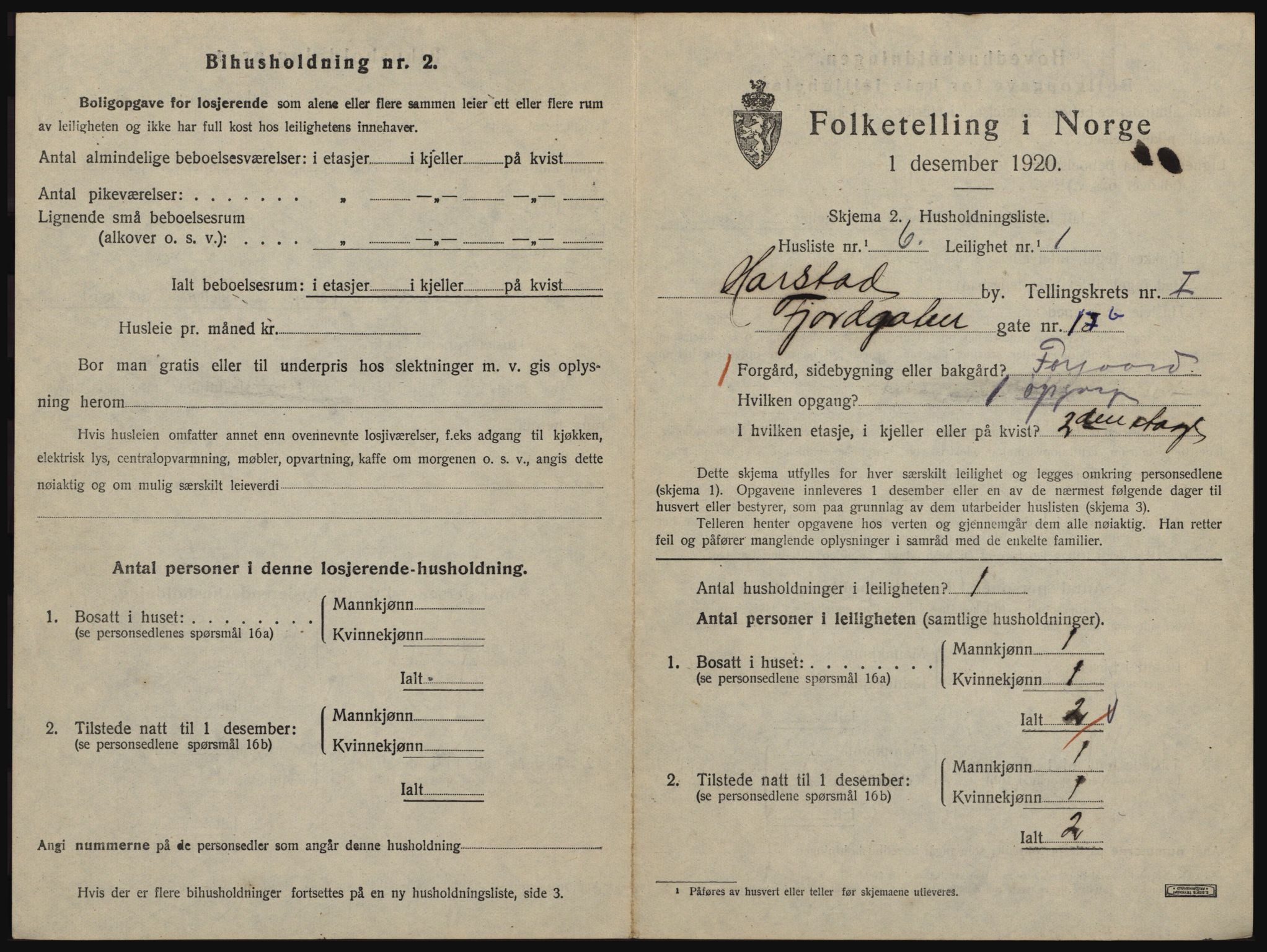 SATØ, 1920 census for Harstad, 1920, p. 879