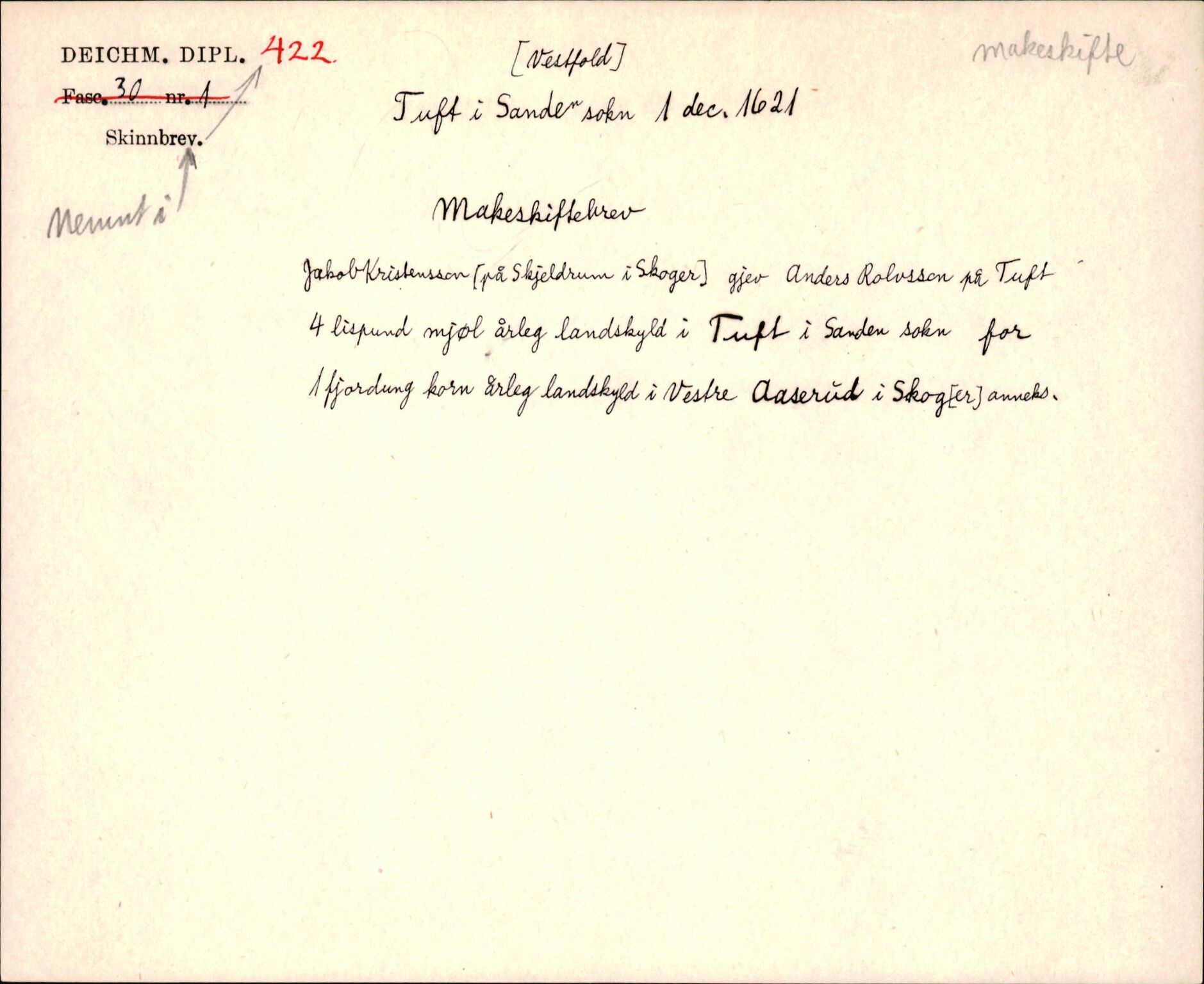 Riksarkivets diplomsamling, AV/RA-EA-5965/F35/F35j/L0001: Regestsedler: Deichmanske diplomer nr. 1-450, p. 891