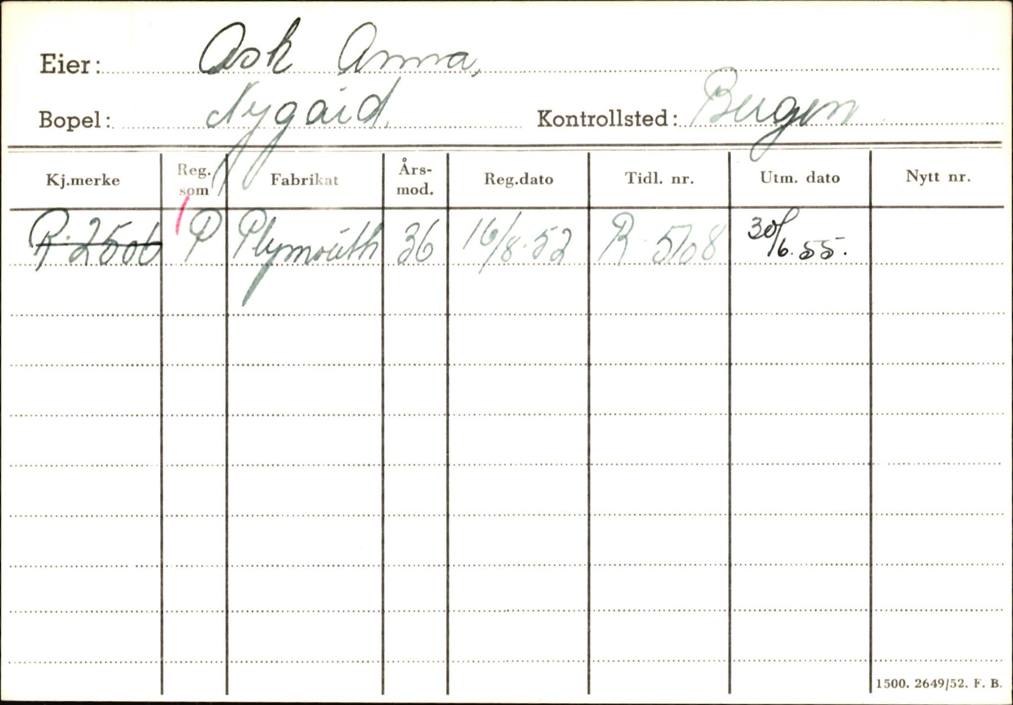 Statens vegvesen, Hordaland vegkontor, AV/SAB-A-5201/2/Ha/L0002: R-eierkort A, 1920-1971, p. 968